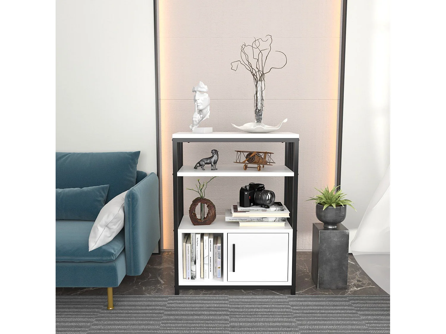 Table d'appoint Kama L60cm Noir et Blanc