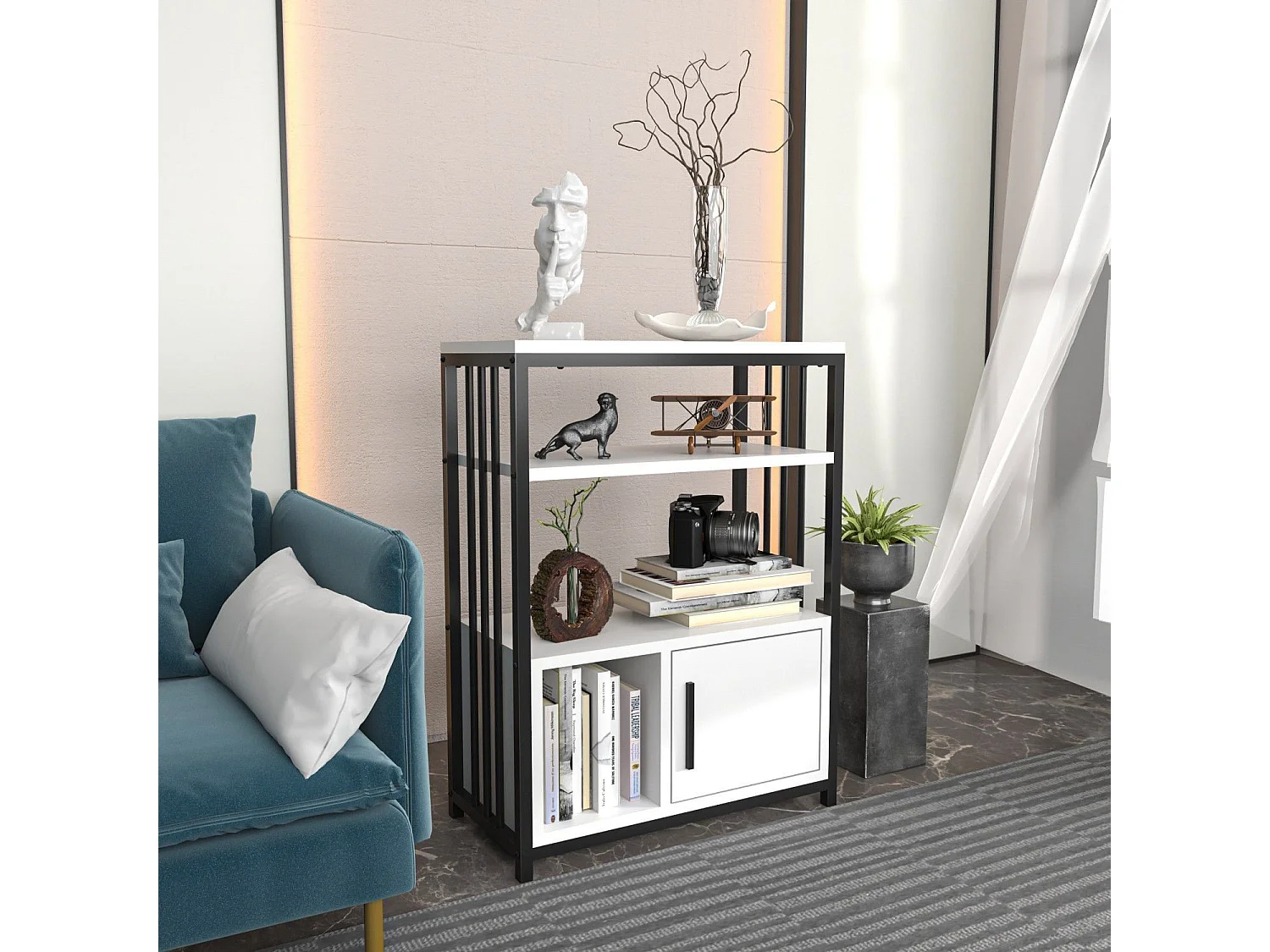 Table d'appoint Kama L60cm Noir et Blanc