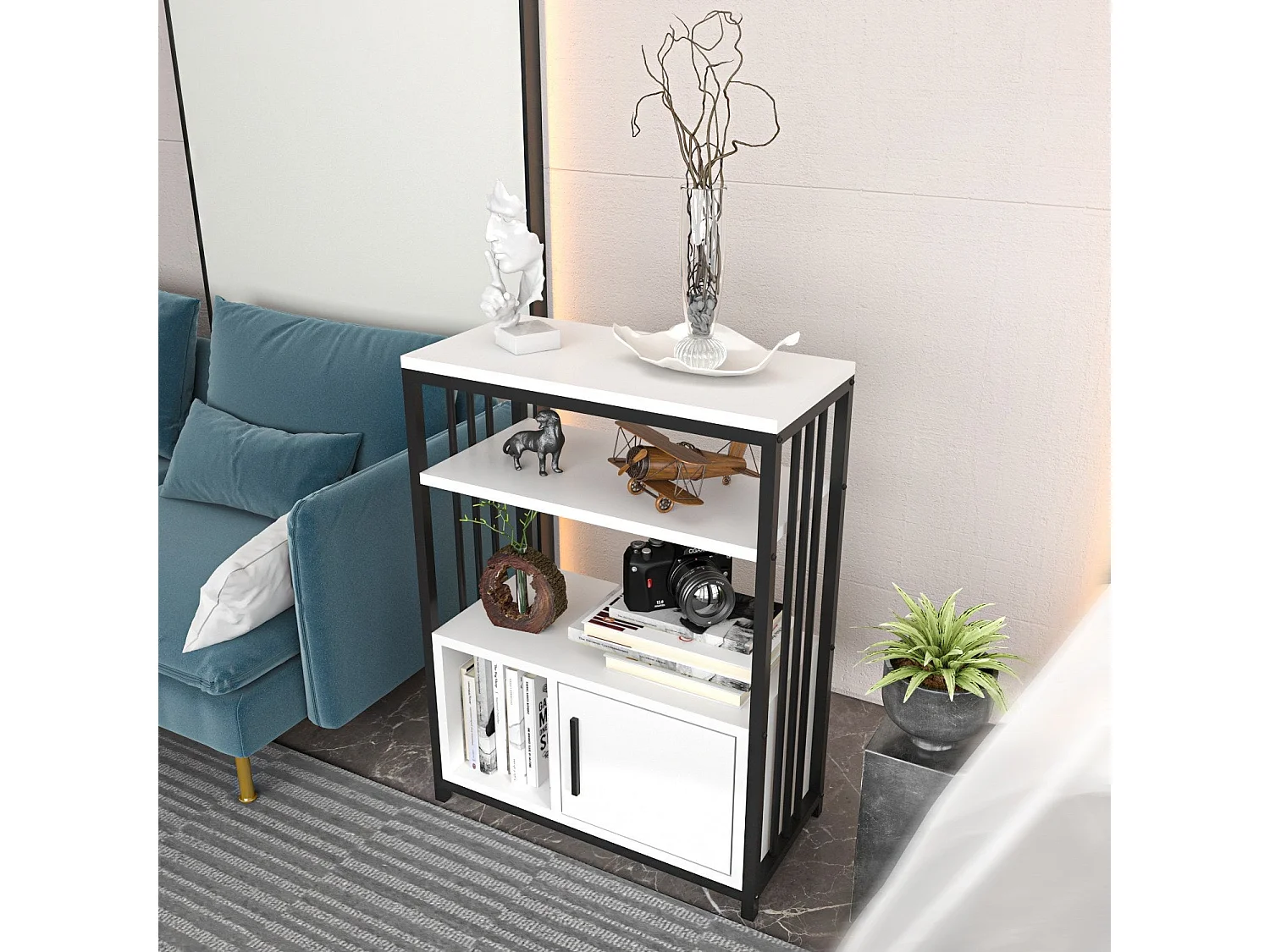 Table d'appoint Kama L60cm Noir et Blanc