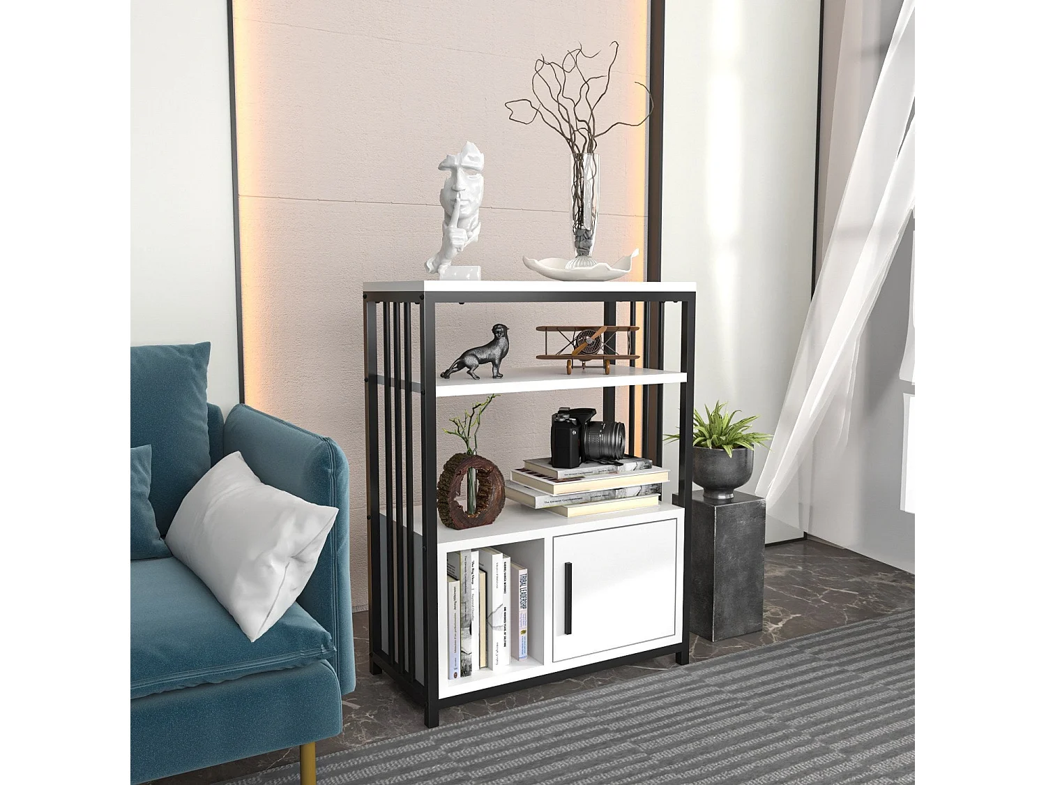 Table d'appoint Kama L60cm Noir et Blanc