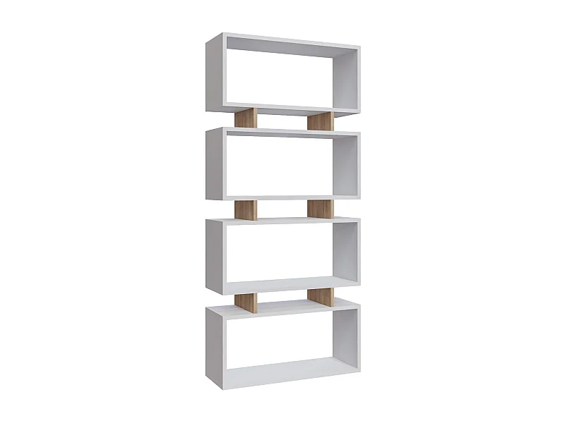 Estante de livros – 72,5 cm x 25 cm x 161 cm – Branco e Carvalho – Painel de partículas