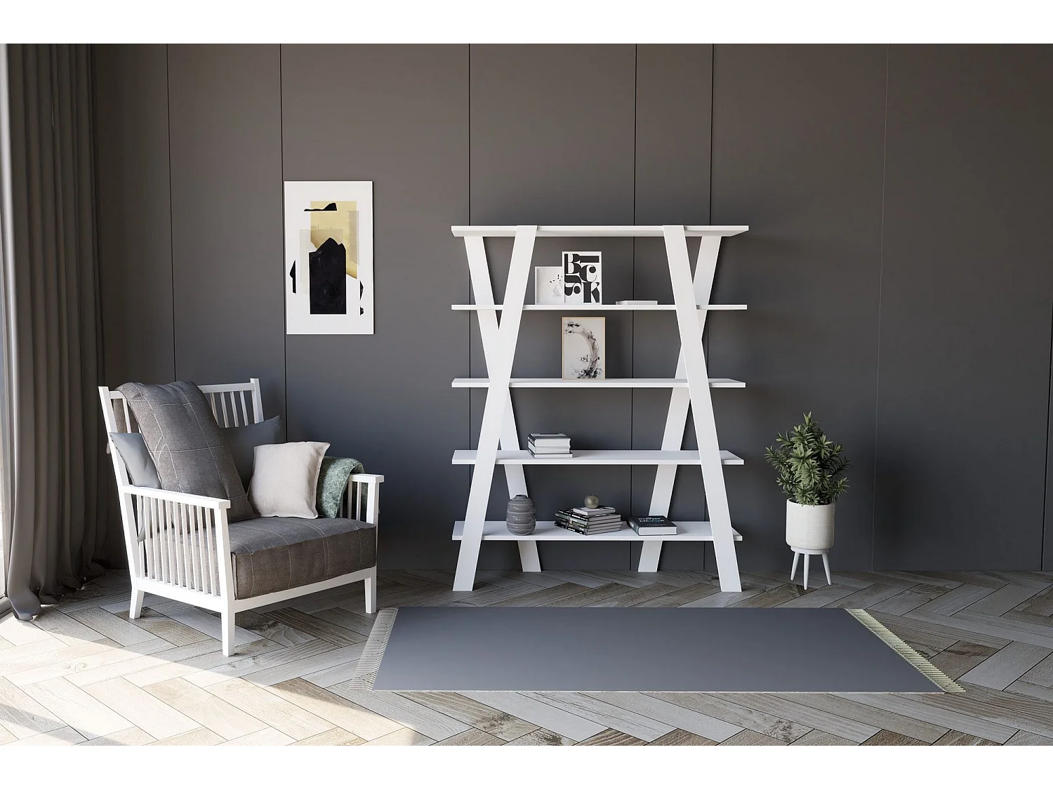 Librería – 120 cm x 150 cm x 25 cm – Blanca – Tablero de partículas recubierto de melamina