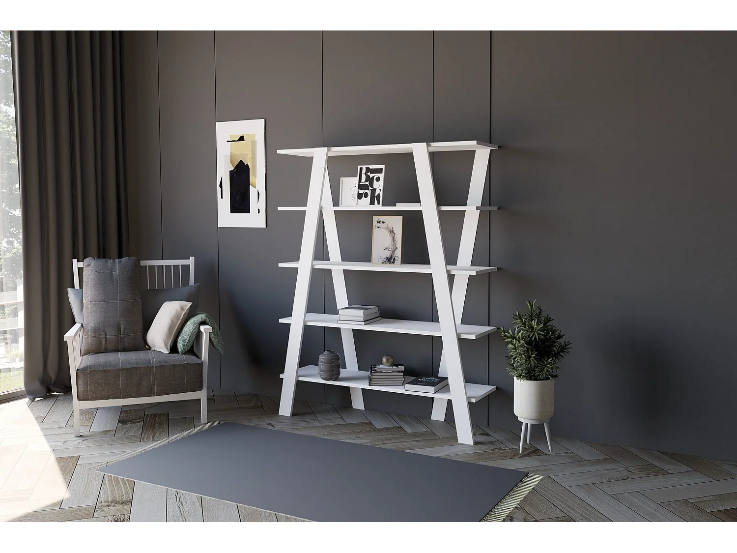 Librería – 120 cm x 150 cm x 25 cm – Blanca – Tablero de partículas recubierto de melamina