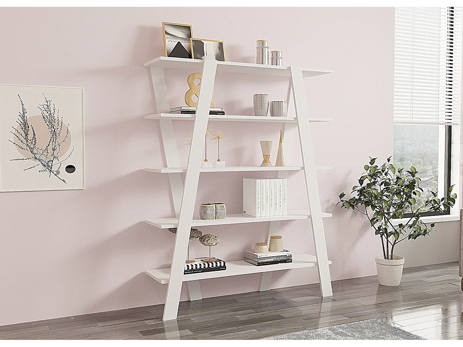 Estante de livros – 120 cm x 150 cm x 25 cm – Branco – Painéis de partículas revestidos a melamina