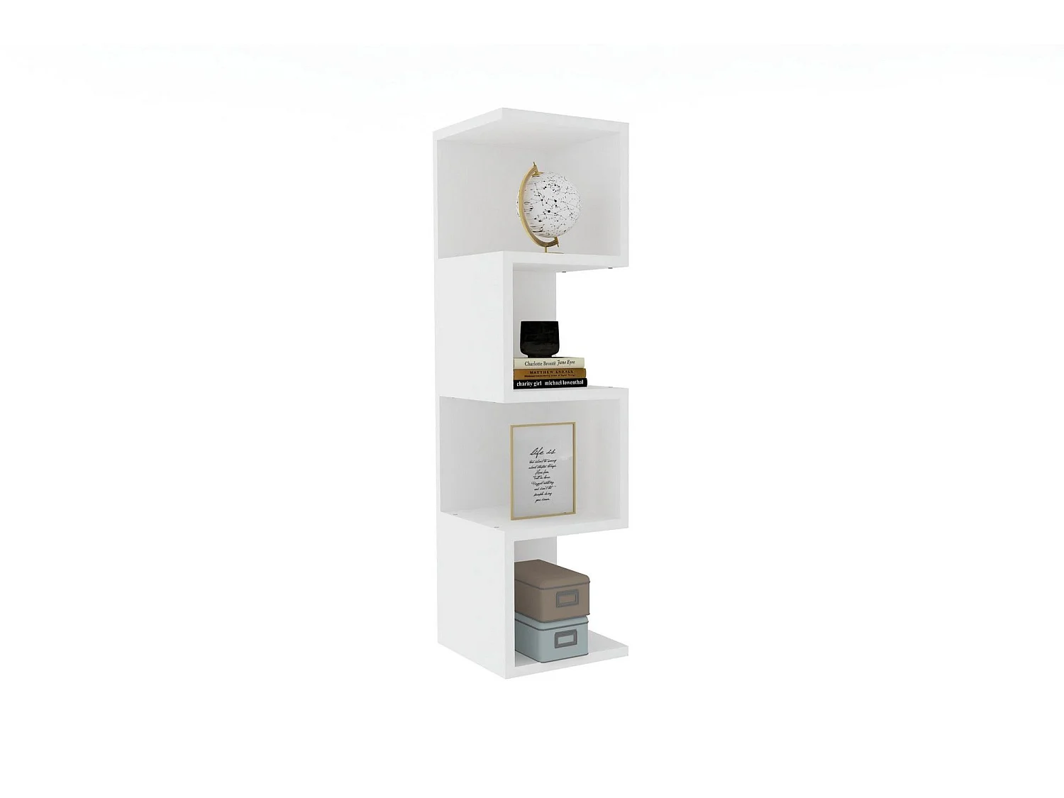 Estantería Kailua 1128, Abierto, Aglomerado laminado, 95x25x27cm, Blanco