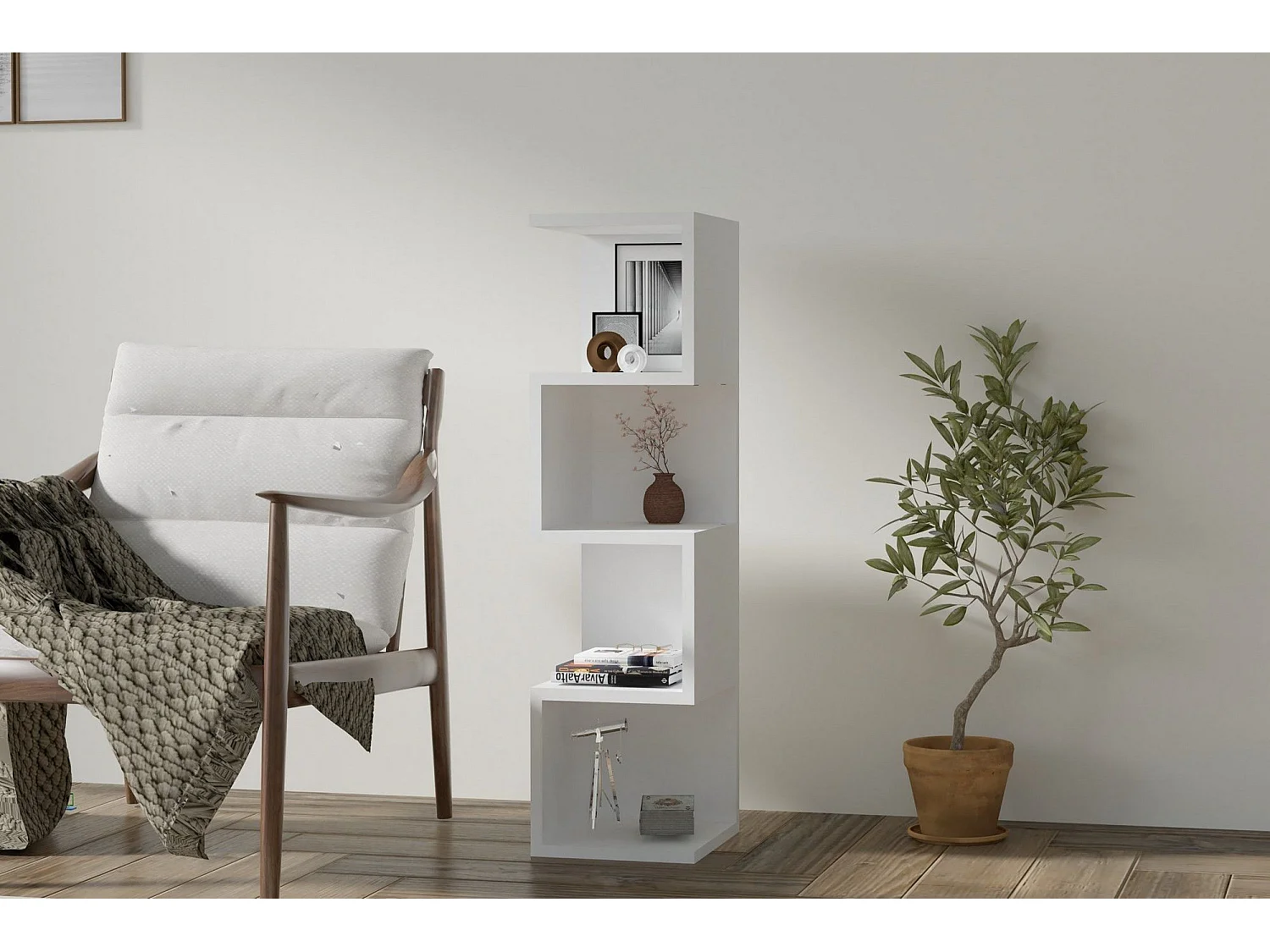 Regal – 95 cm hoch – 27 cm breit – Weiß – Melamin
