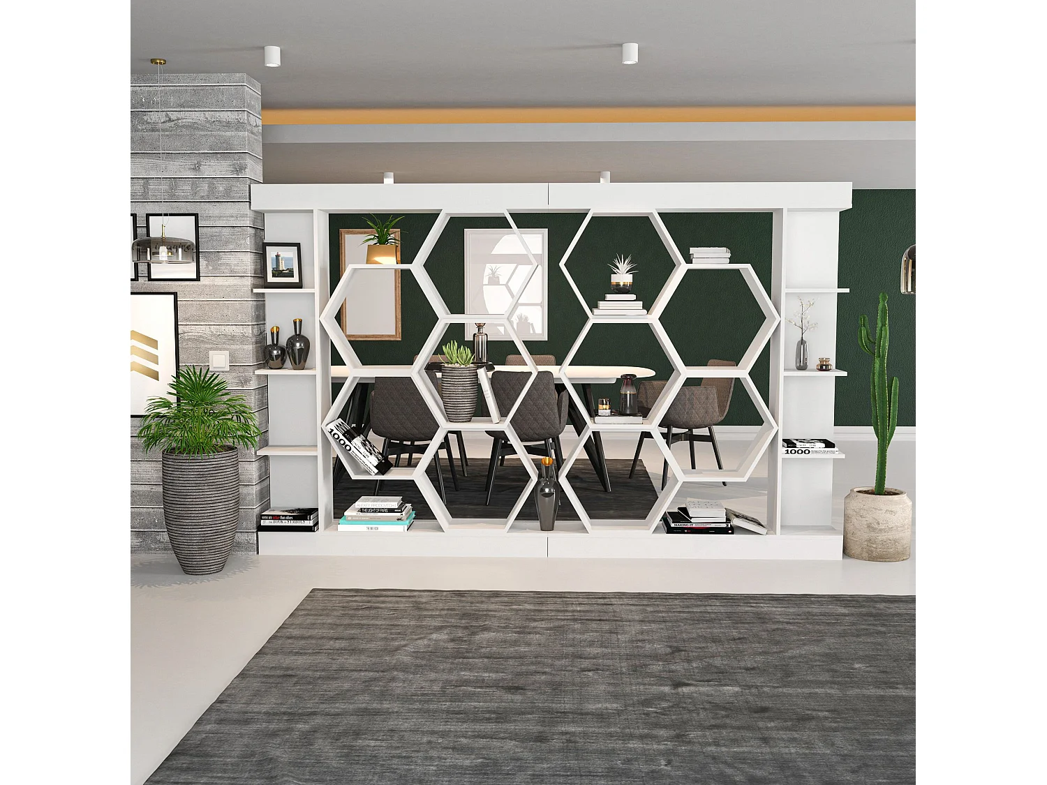 Estante branca moderna, 140 cm x 29,6 cm x 177,4 cm | Painel de partículas 100% revestido de melamina, 18 mm de espessura | Armazenamento el