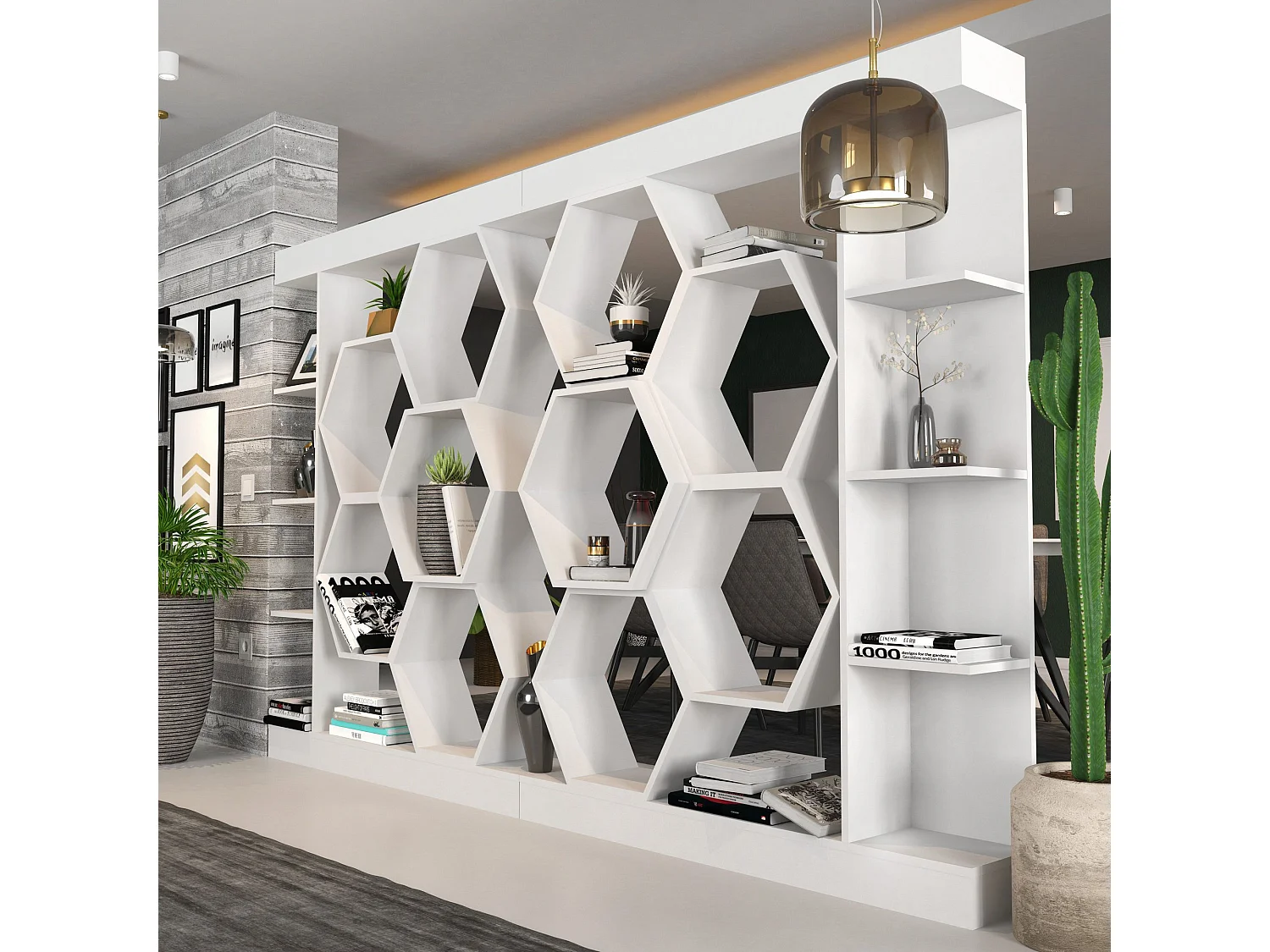 Estante branca moderna, 140 cm x 29,6 cm x 177,4 cm | Painel de partículas 100% revestido de melamina, 18 mm de espessura | Armazenamento el