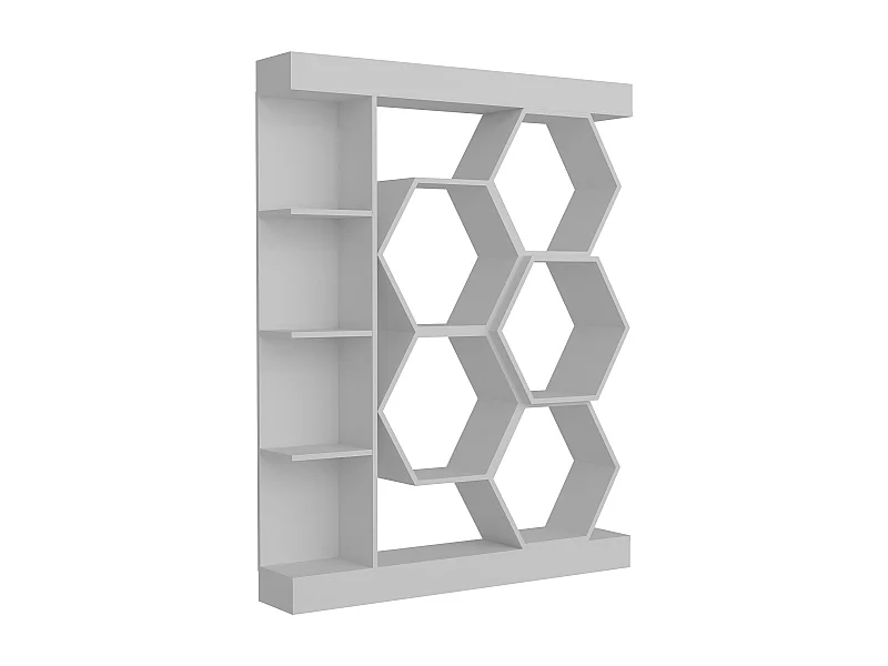 Estante branca moderna, 140 cm x 29,6 cm x 177,4 cm | Painel de partículas 100% revestido de melamina, 18 mm de espessura | Armazenamento el