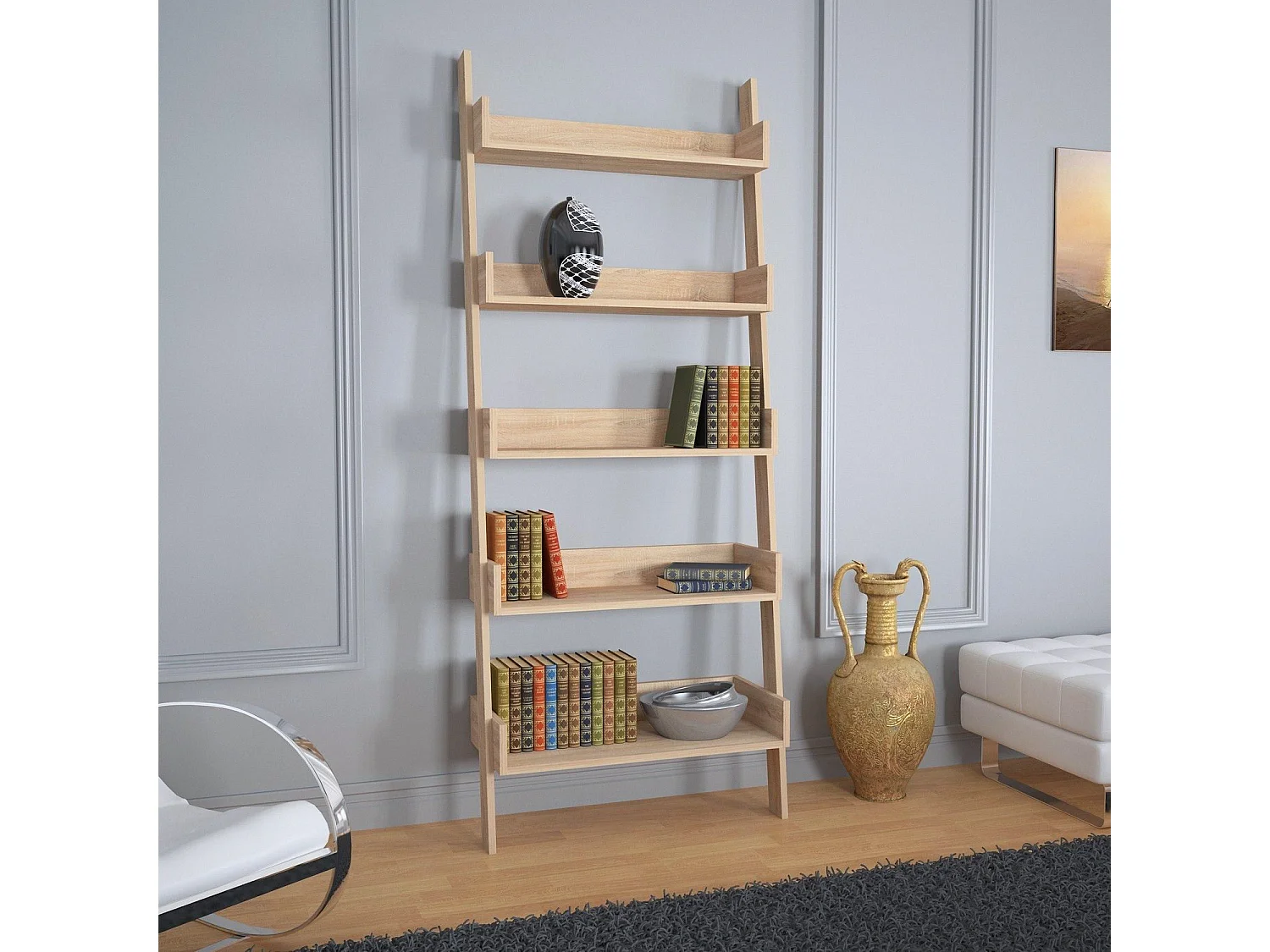 Étagère bibliothèque Kimy L80cm Chêne clair