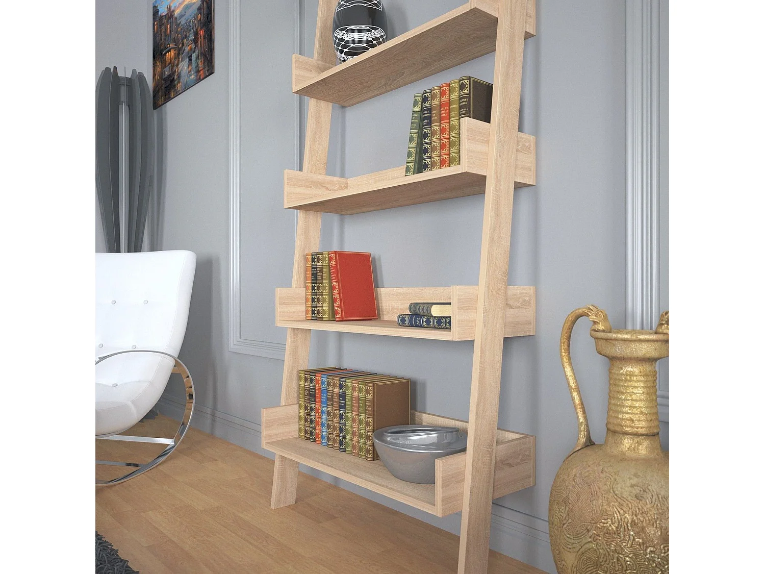 Étagère bibliothèque Kimy L80cm Chêne clair