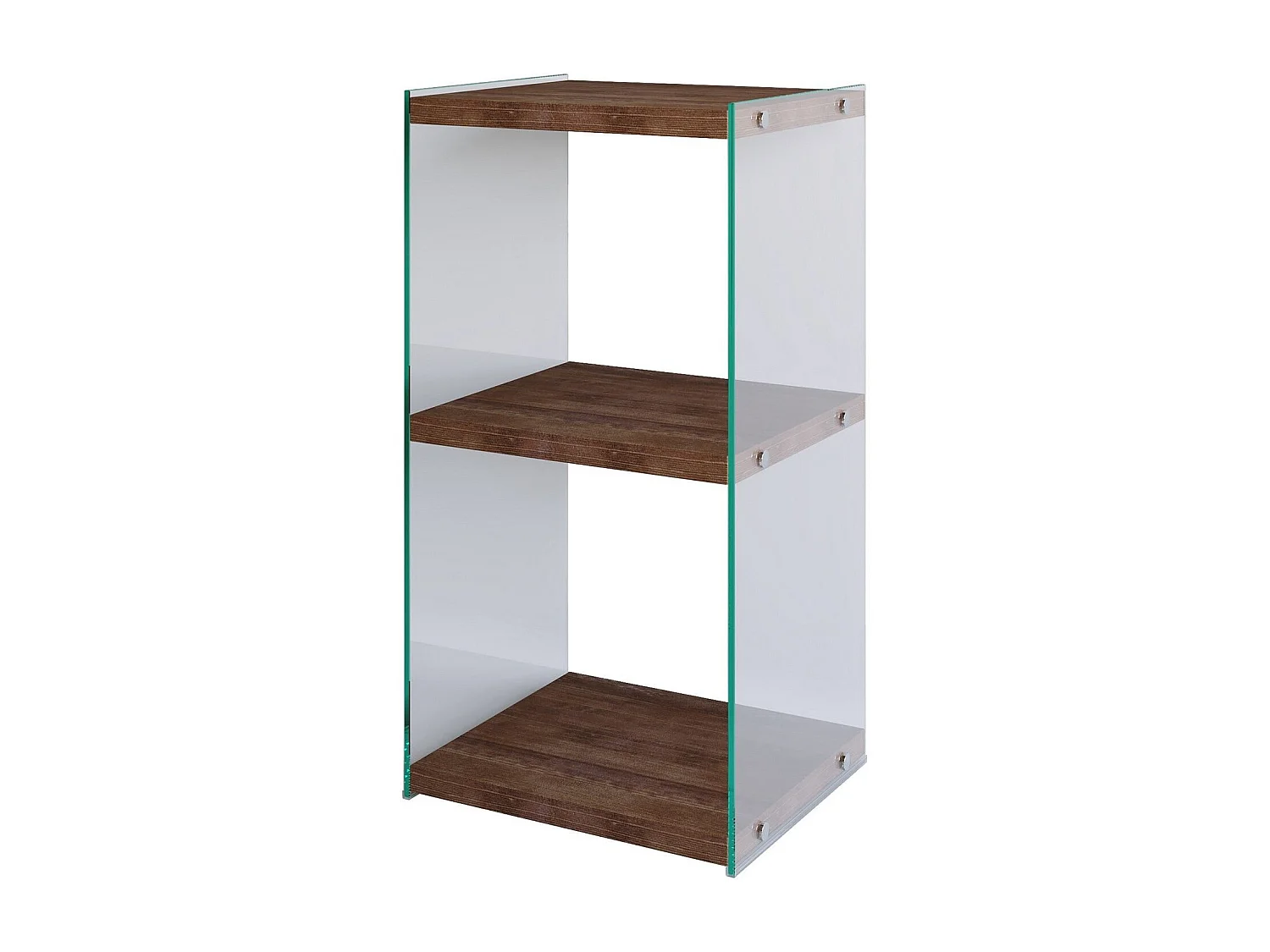 Table d'appoint Translucens L40xH80cm Pin massif foncé et Verre Transparent