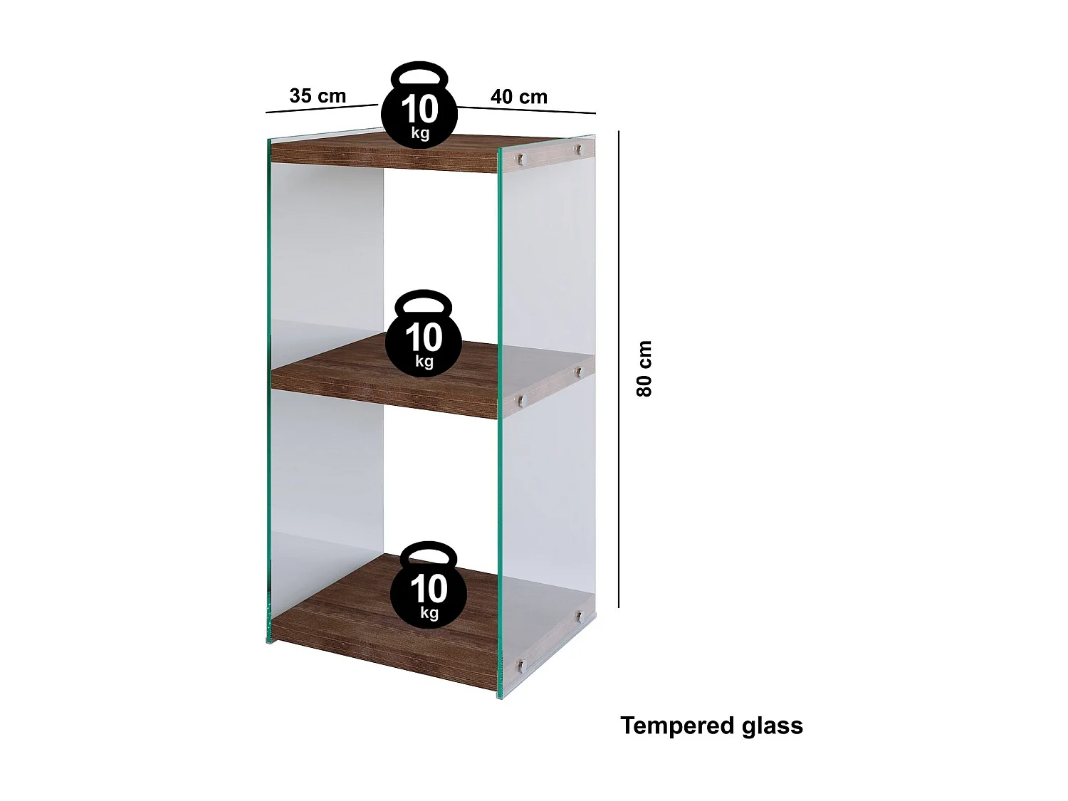 Table d'appoint Translucens L40xH80cm Pin massif foncé et Verre Transparent