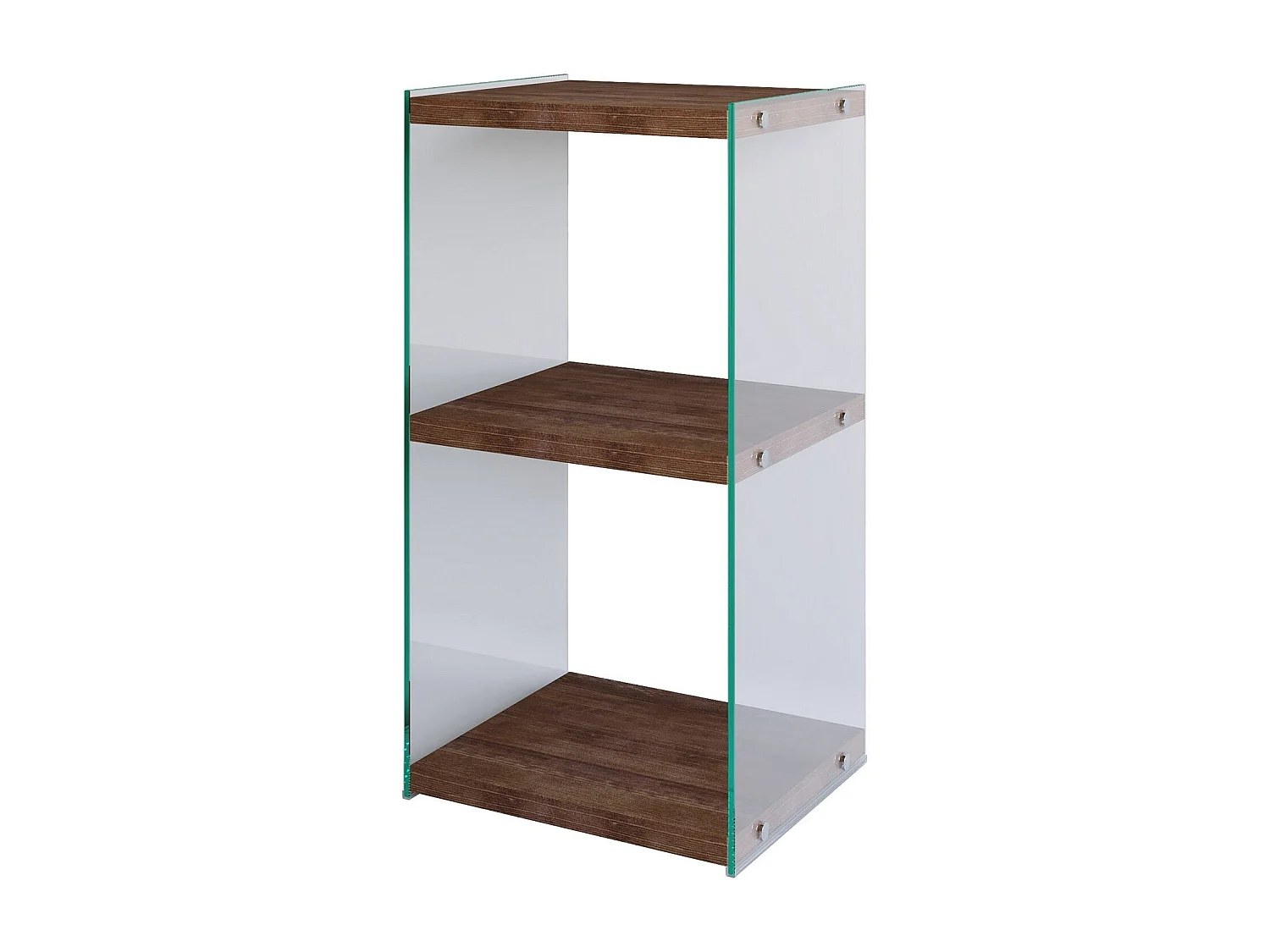 Table d'appoint Translucens L40xH80cm Pin massif foncé et Verre Transparent