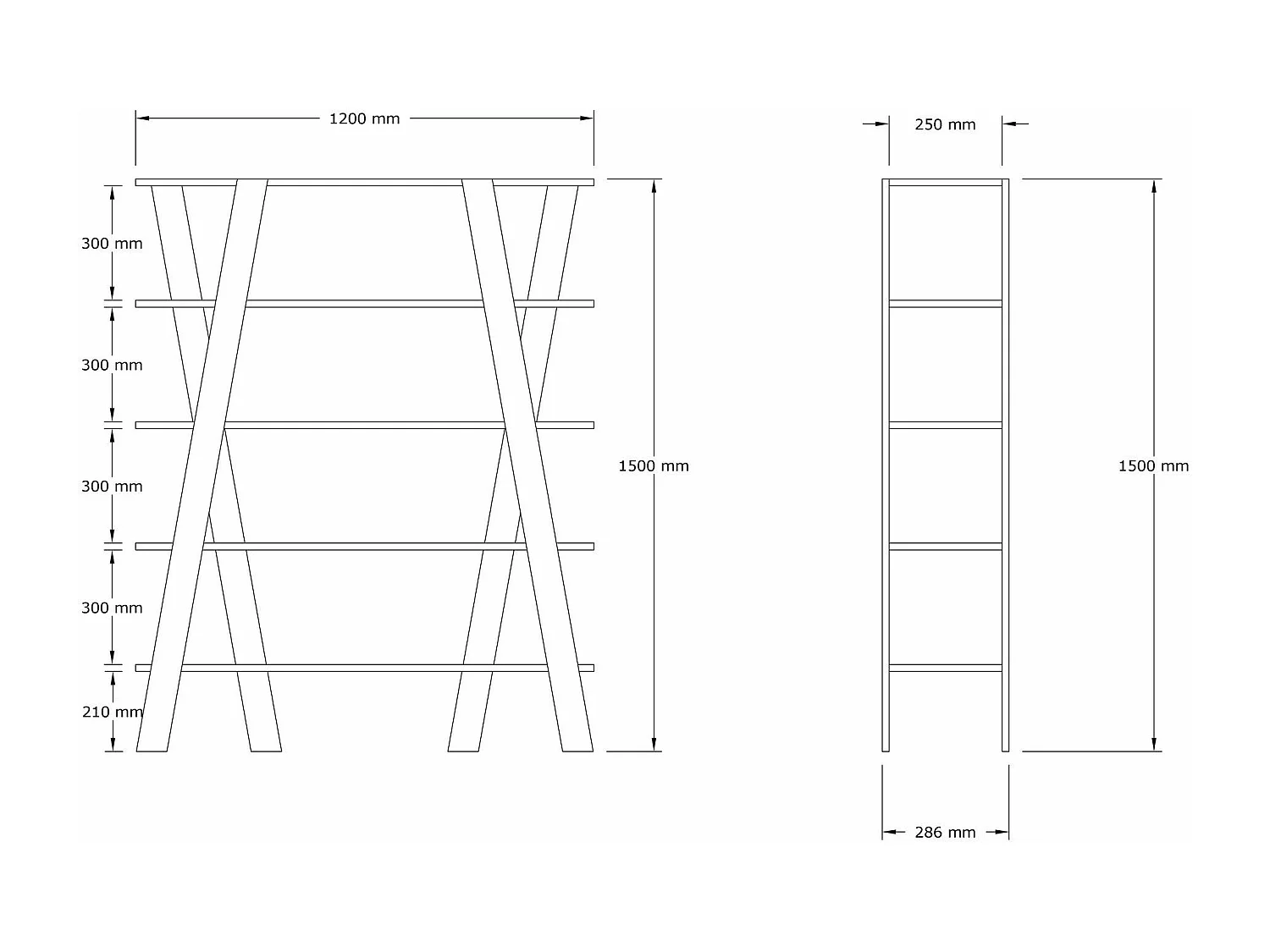 Trito lichthouten boekenkastplank 134 cm
