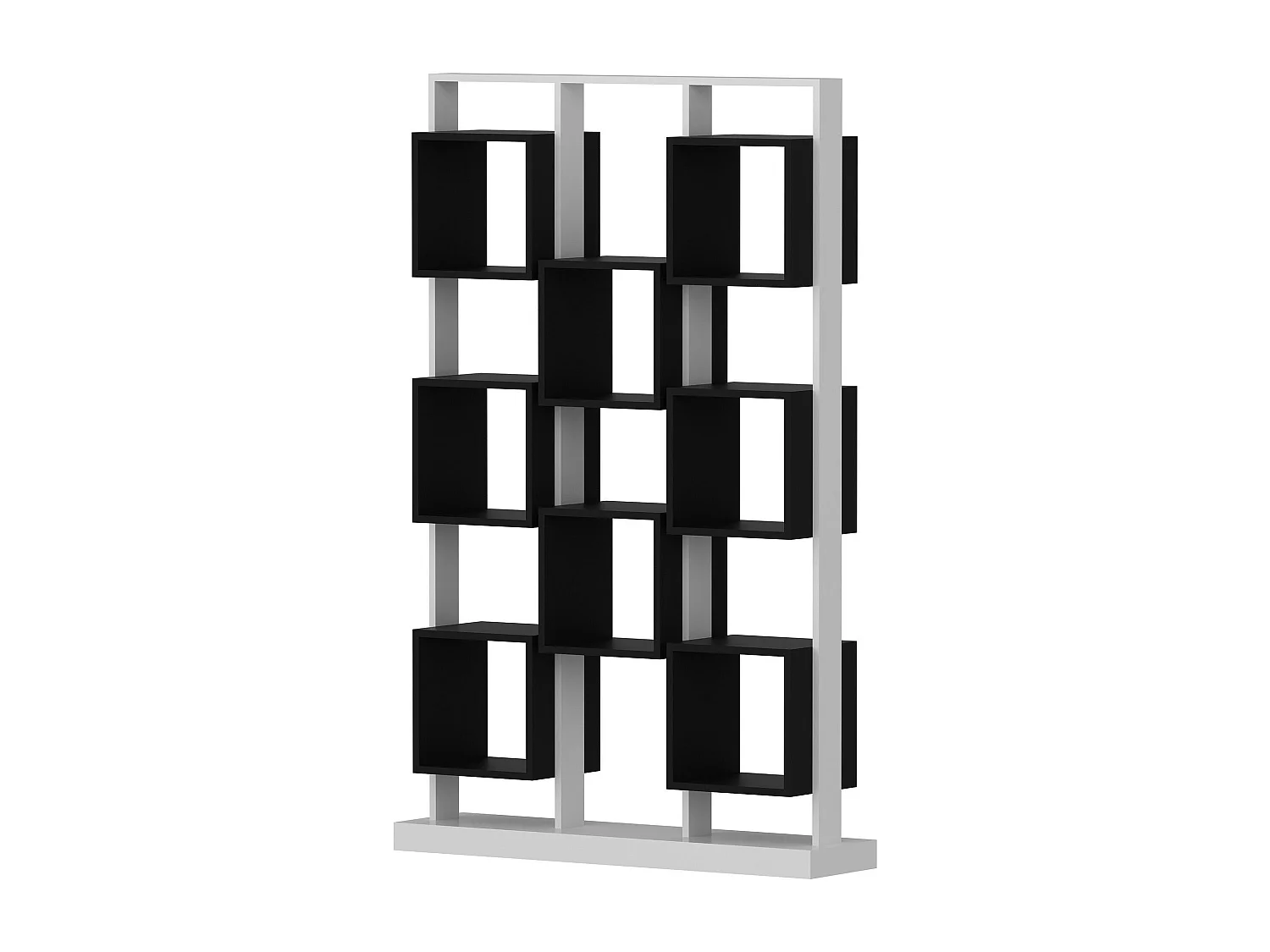 Estante moderna – 120 cm x 188 cm x 29,5 cm – Preto e Branco – Painel de partículas revestido de melamina
