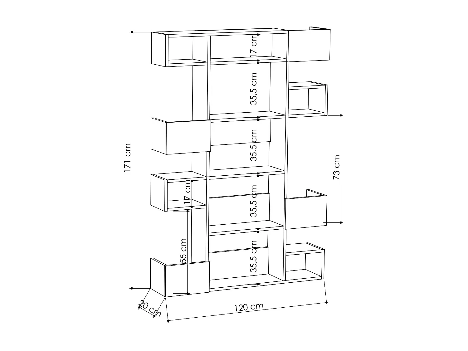 Etagère 9 tablettes L120 cm - NIHO