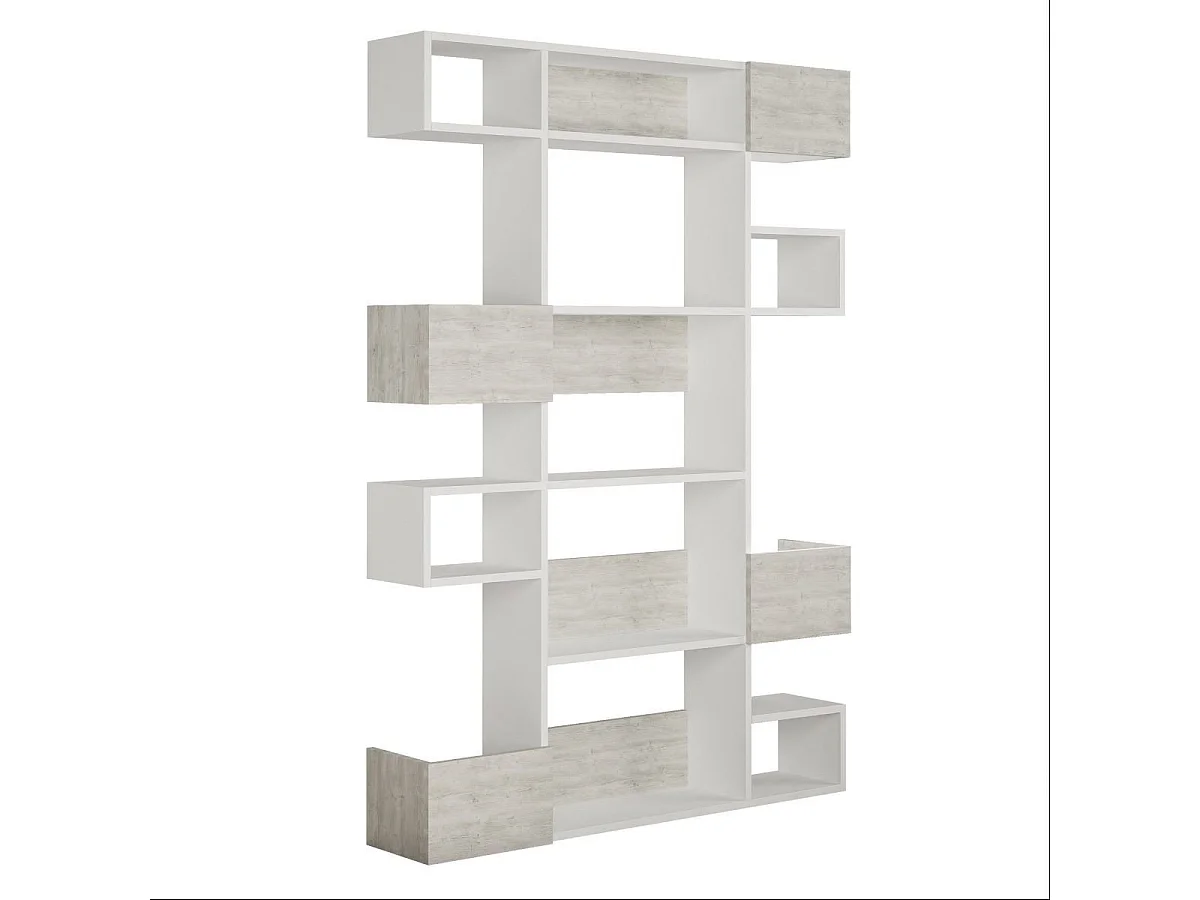 Nowoczesny skandynawski regał na książki – 120 x 171 x 27 cm – biały – płyta MDF