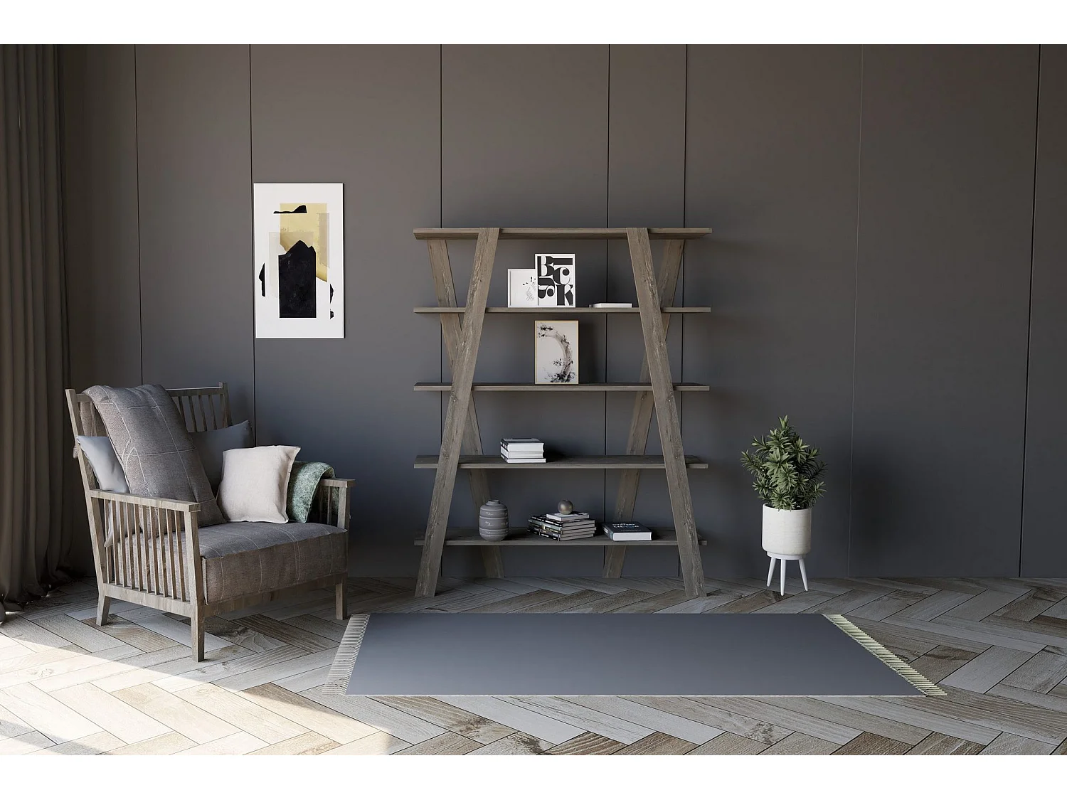 Librería – 120 cm x 150 cm x 25 cm – Negra – Tablero de partículas recubierto de melamina