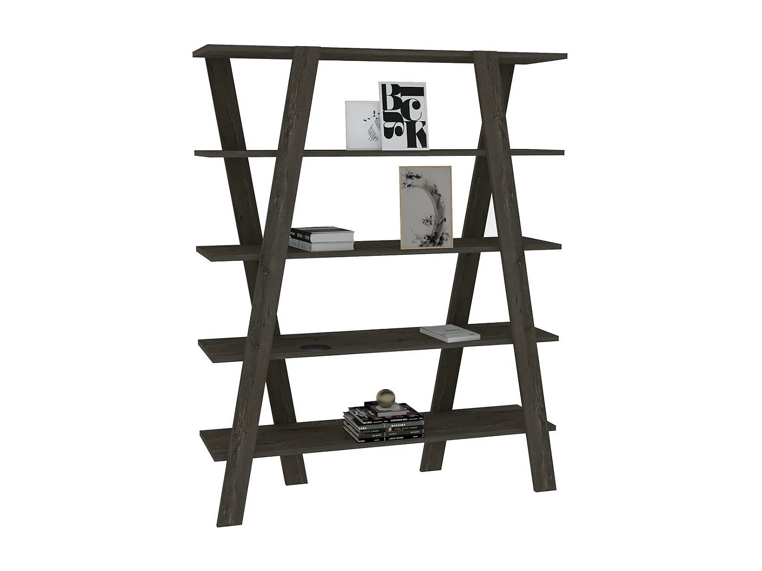 Estante de livros – 120 cm x 150 cm x 25 cm – Preto – Painel de partículas revestido a melamina