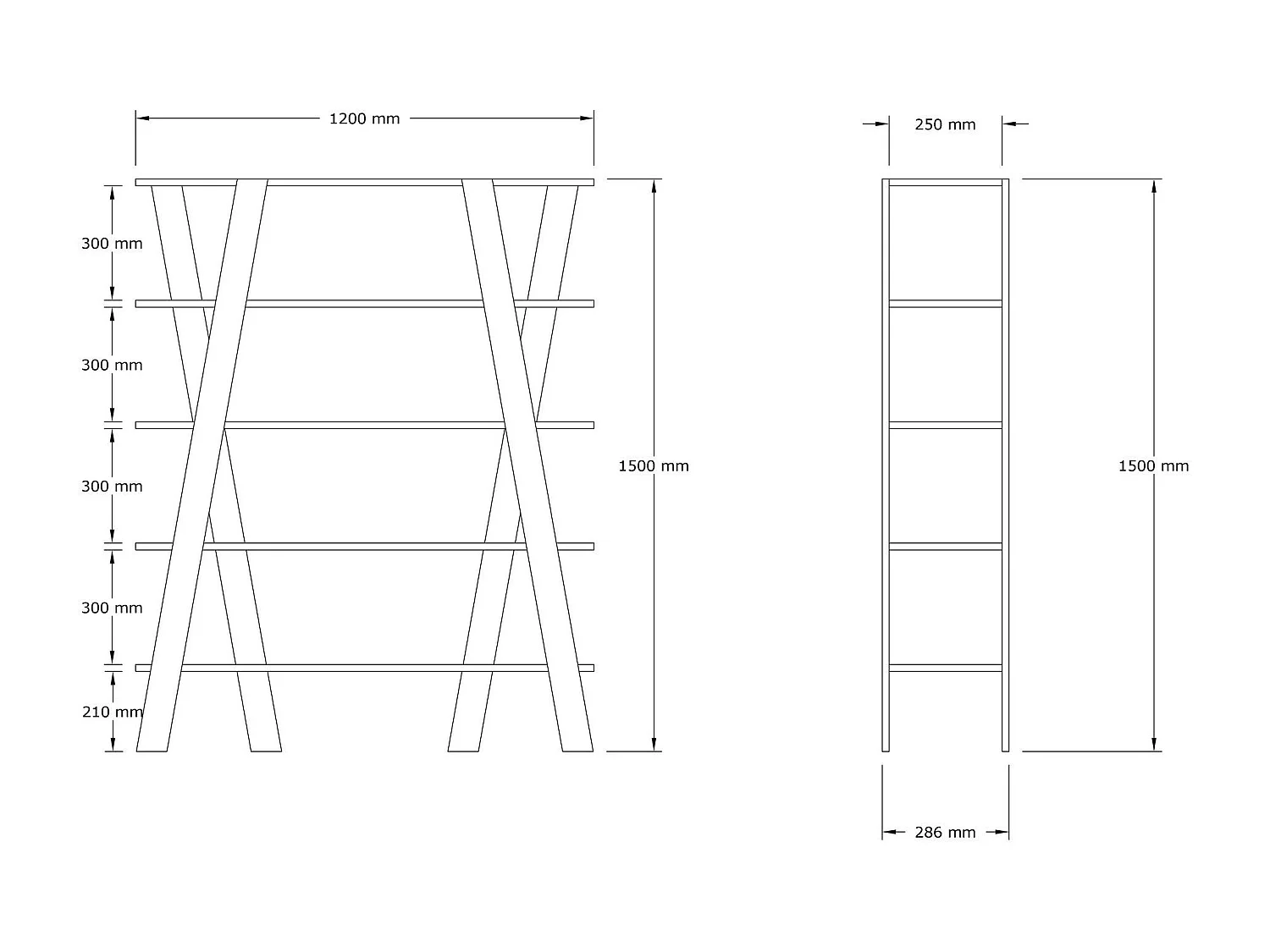 Estante de livros – 120 cm x 150 cm x 25 cm – Preto – Painel de partículas revestido a melamina