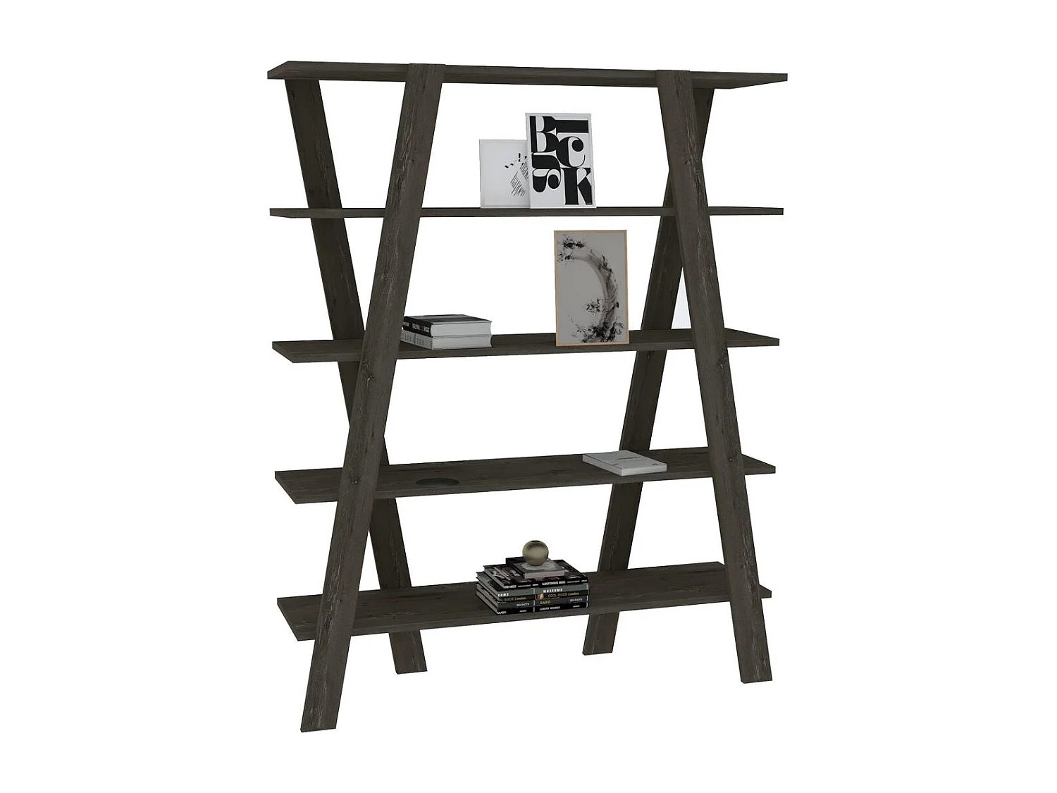 Estante de livros – 120 cm x 150 cm x 25 cm – Preto – Painel de partículas revestido a melamina