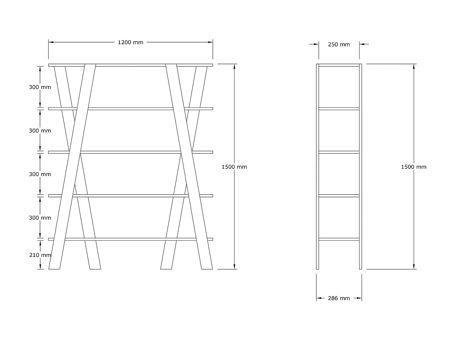 Estante de livros – 120 cm x 150 cm x 25 cm – Preto – Painel de partículas revestido a melamina