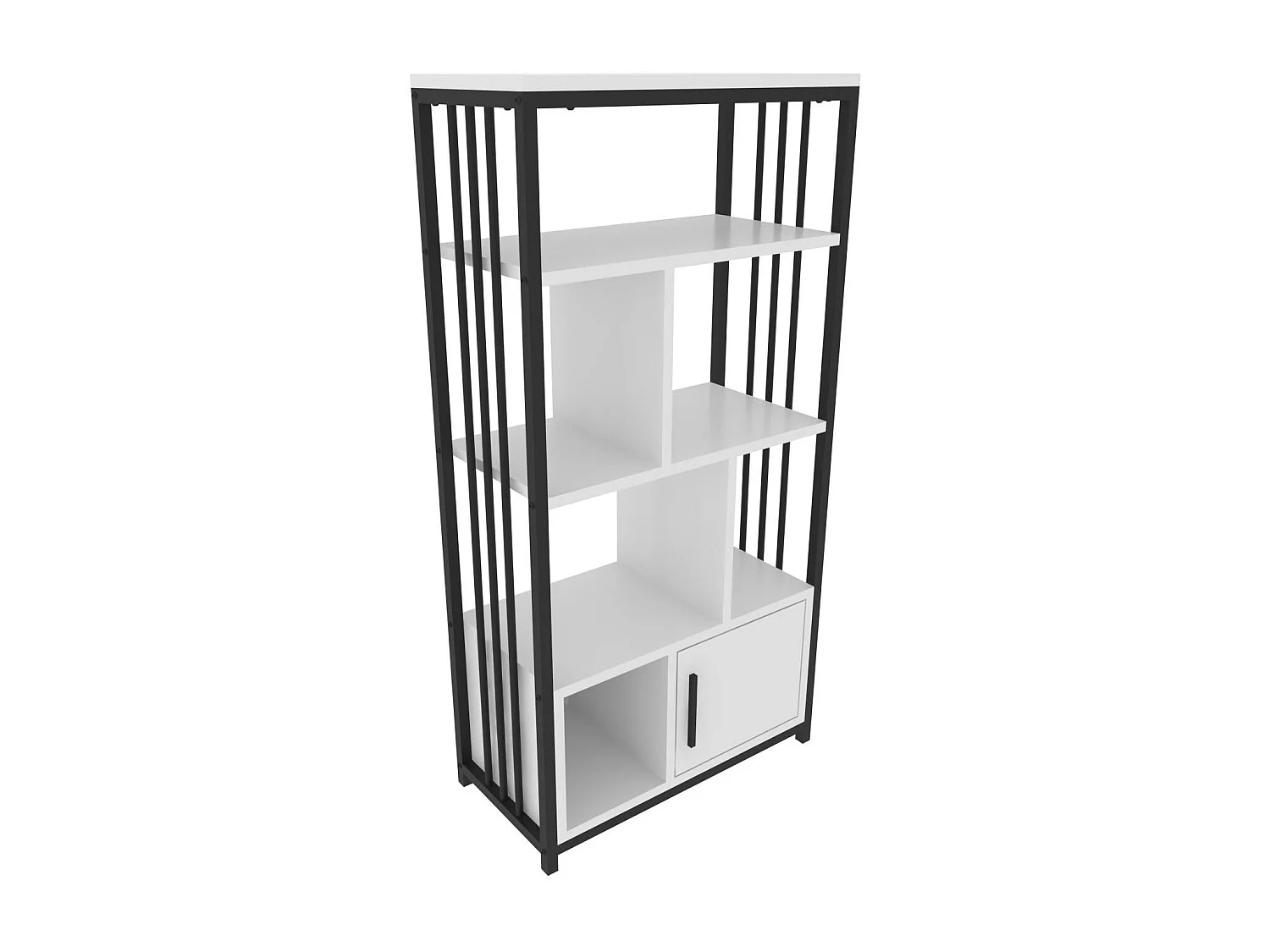 Elegante librería en blanco y negro, 60 x 120 x 29,6 cm | Tablero de partículas 100 % melaminado, 18 mm de grosor | Perfecta para la decorac
