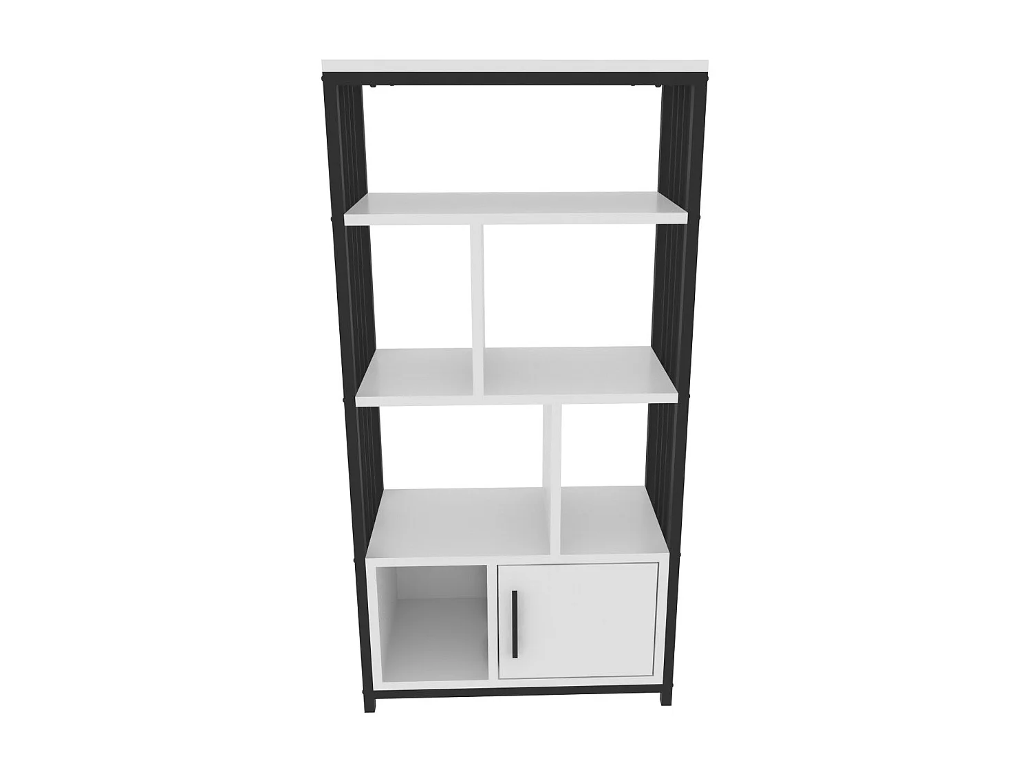 Elegante librería en blanco y negro, 60 x 120 x 29,6 cm | Tablero de partículas 100 % melaminado, 18 mm de grosor | Perfecta para la decorac