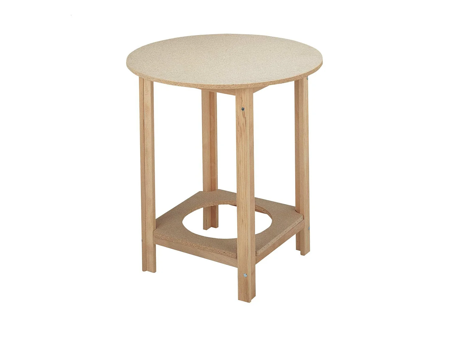 Table Camilla Gazte, finition sans vernis, 90x90x75 cm