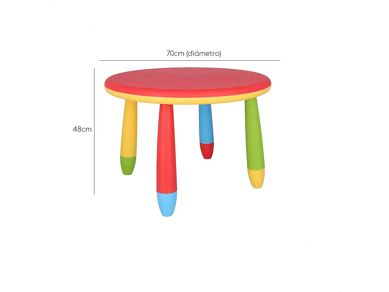 Table ronde rouge pour enfants, en plastique, Ø70 x H.48cm