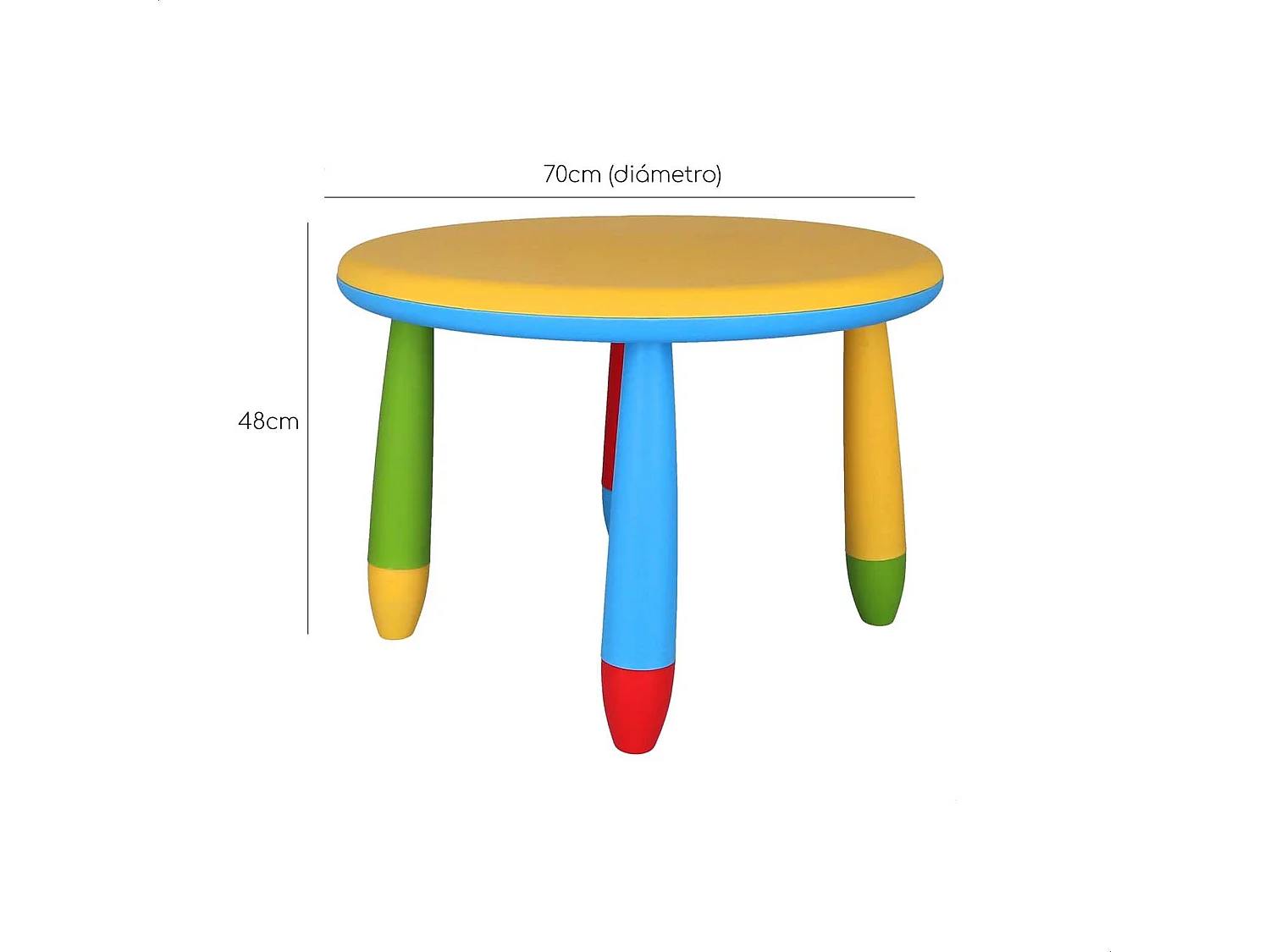Table ronde pour enfants jaune, en plastique, Ø70 x H.48cm