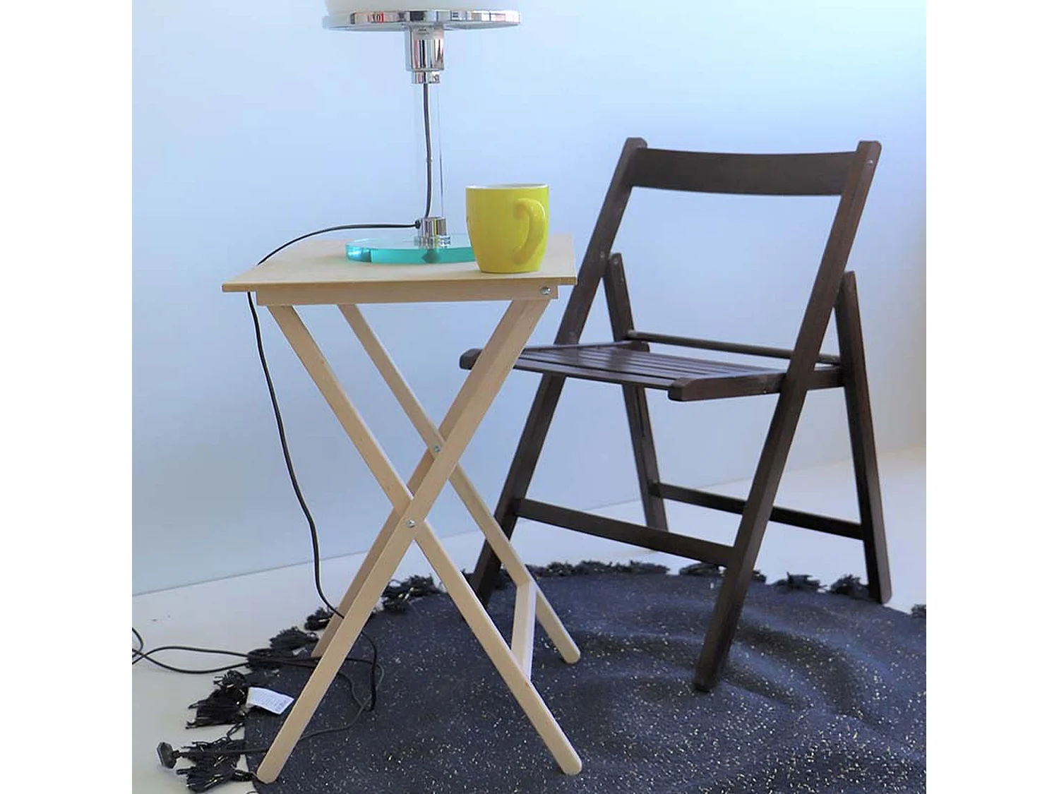 Table auxiliaire rectangulaire pliant, vide d'extrémité, 48x35x64 cm