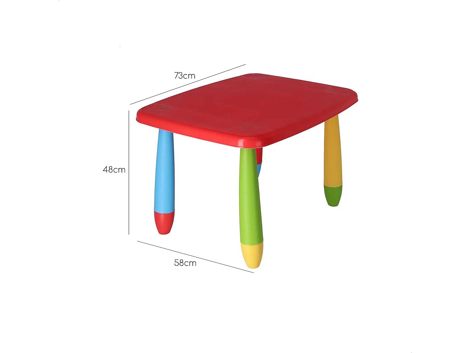 Table enfant rectangulaire rouge, en plastique, L:73 cm x F:58 cm x H:48 cm