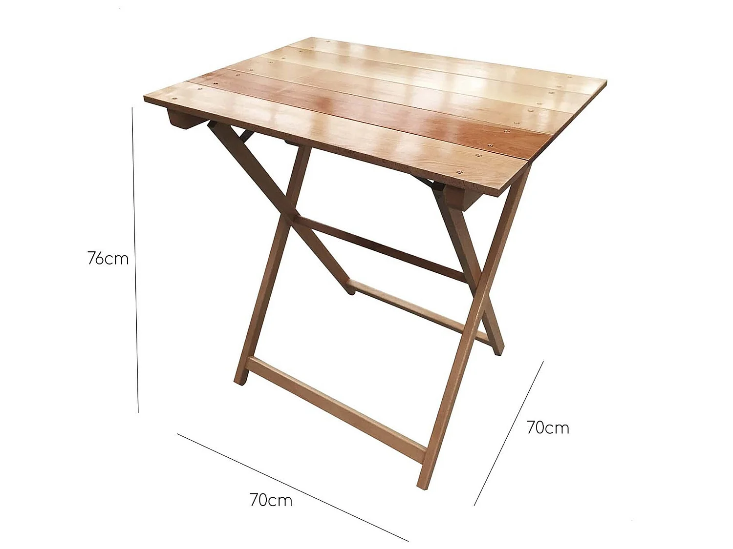 Table pliante, finition vernie, 70x70x76 cm