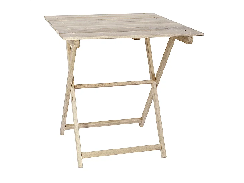 Table pliante à lattes, finition non vernie, 70x70x76 cm