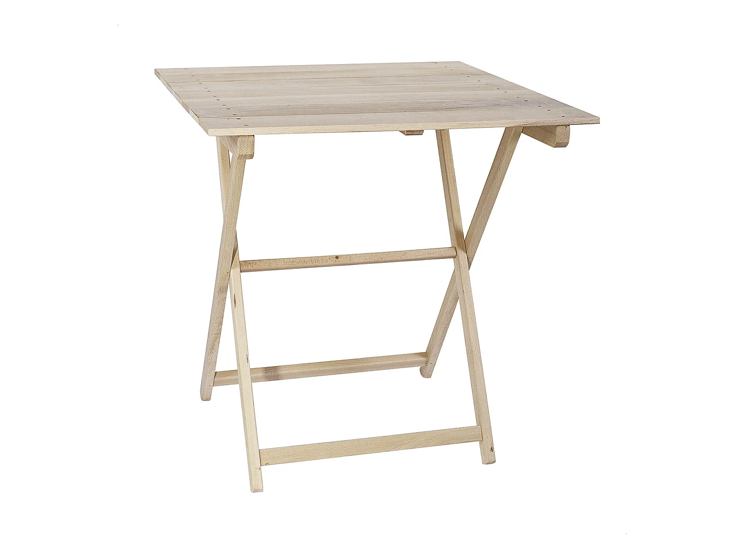 Table pliante à lattes, finition non vernie, 70x70x76 cm