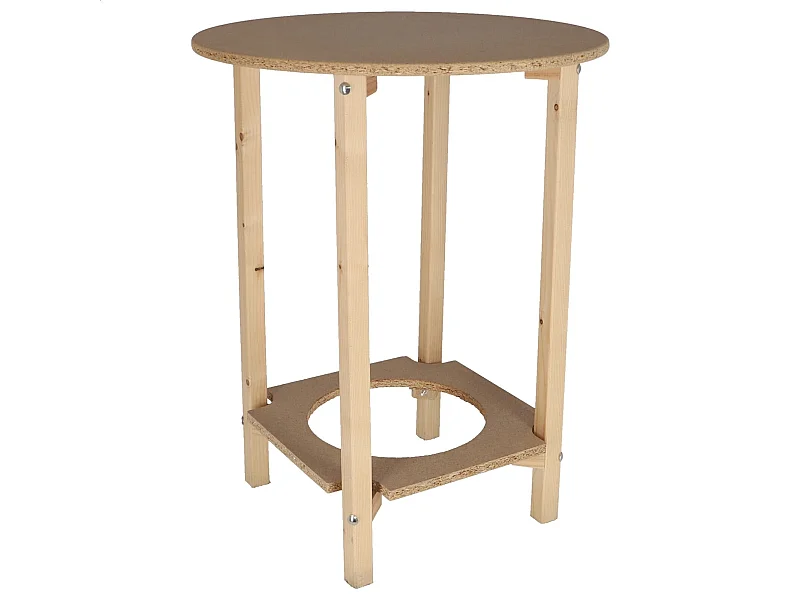 Table ronde gazte, finition sans vernis, 90x90x75 cm