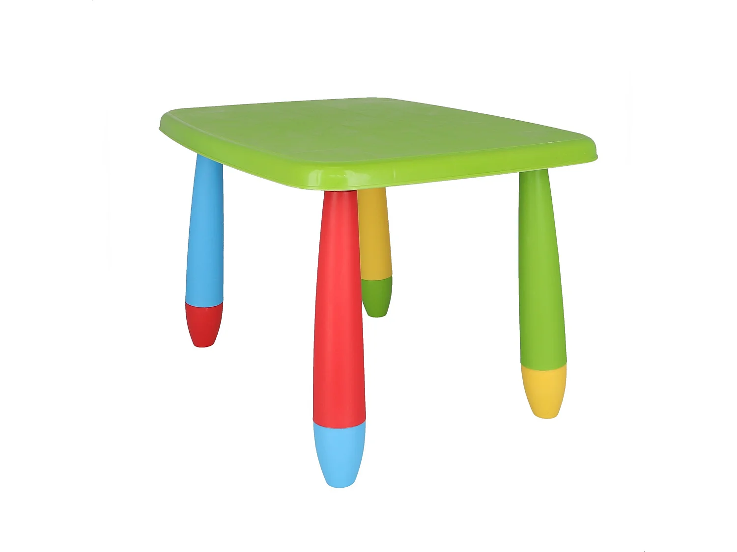 Table rectangulaire verte pour enfants, en plastique, L:73 cm x F:58 cm x H:48 cm