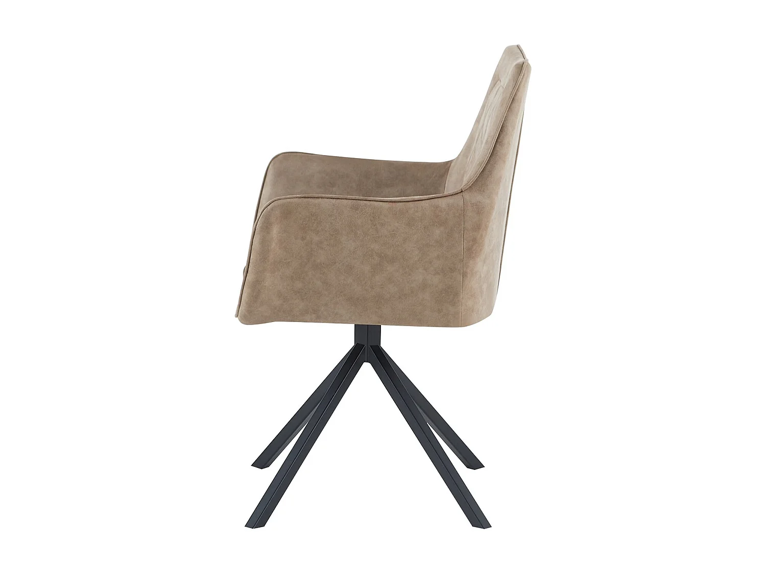 Fauteuil Pivotant Élégant en Velours Beige et Métal Noir