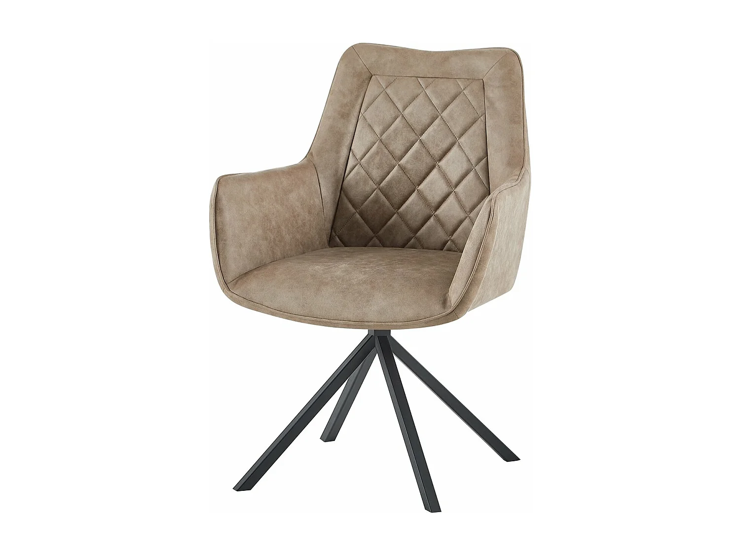 Fauteuil Pivotant Élégant en Velours Beige et Métal Noir