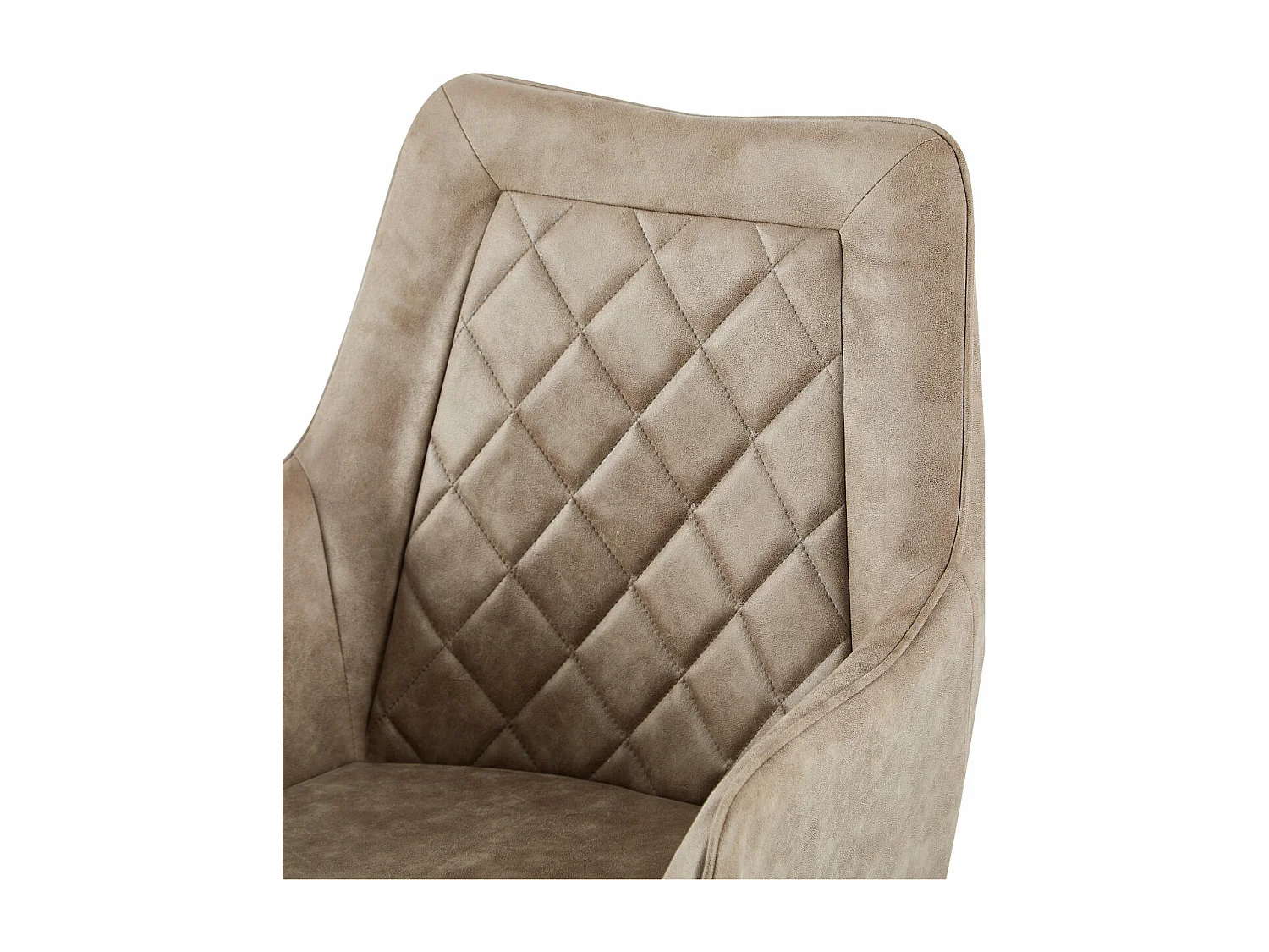 Fauteuil Pivotant Élégant en Velours Beige et Métal Noir