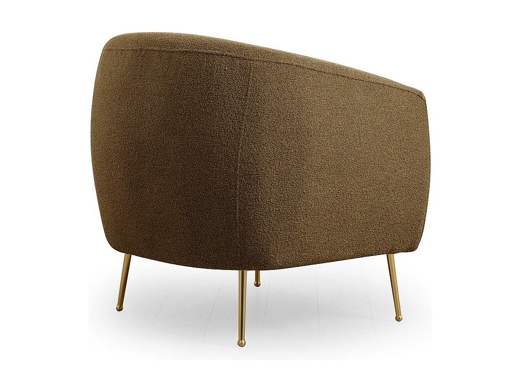 Elegante fauteuil met beukenhouten frame, 100% polyester groene stof, gouden metalen poten, 70x82x82 cm, zachte schuimkussens en pen