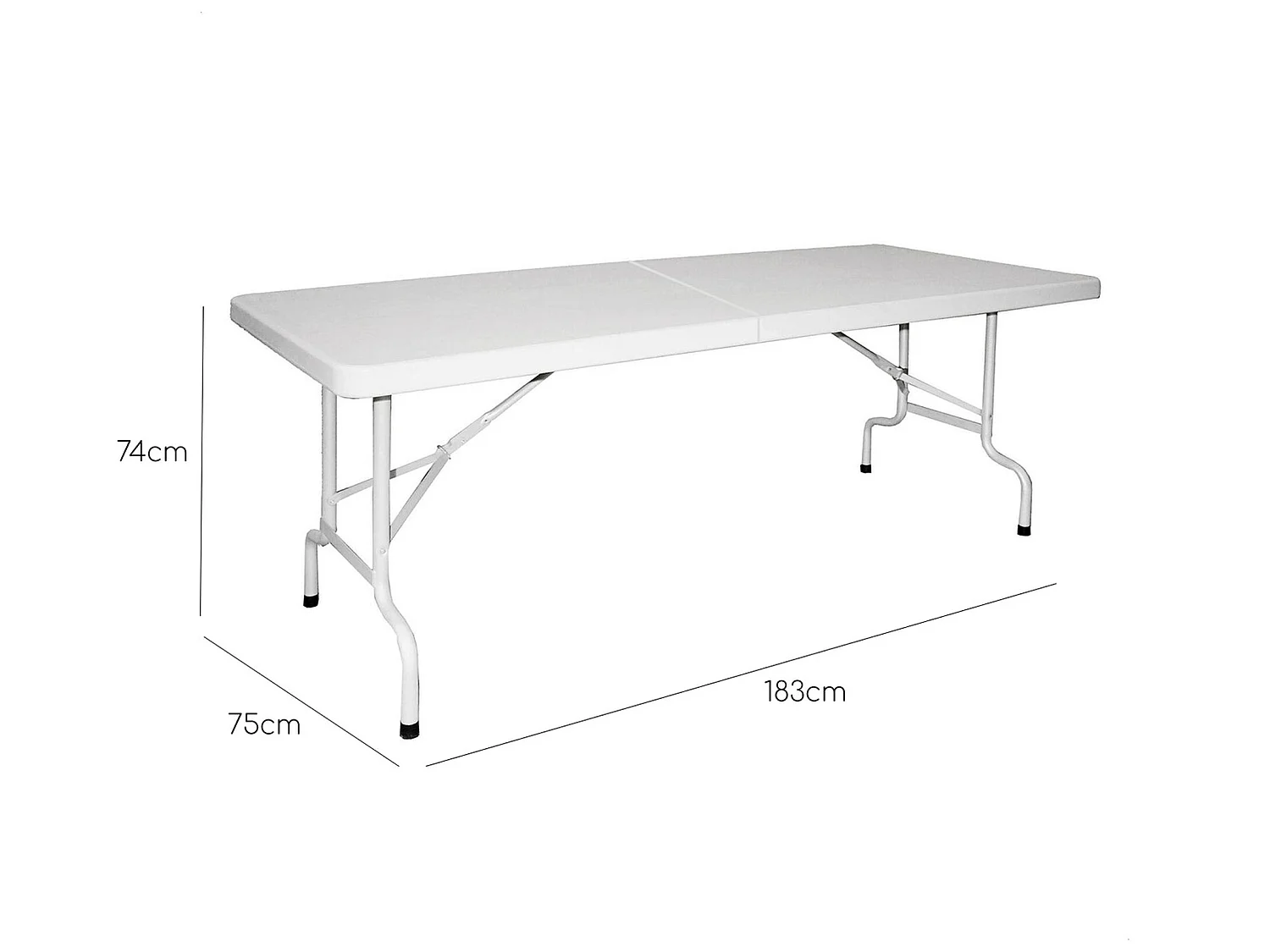 Table valise pliante avec structure métallique 180cm x 75cm x 74cm