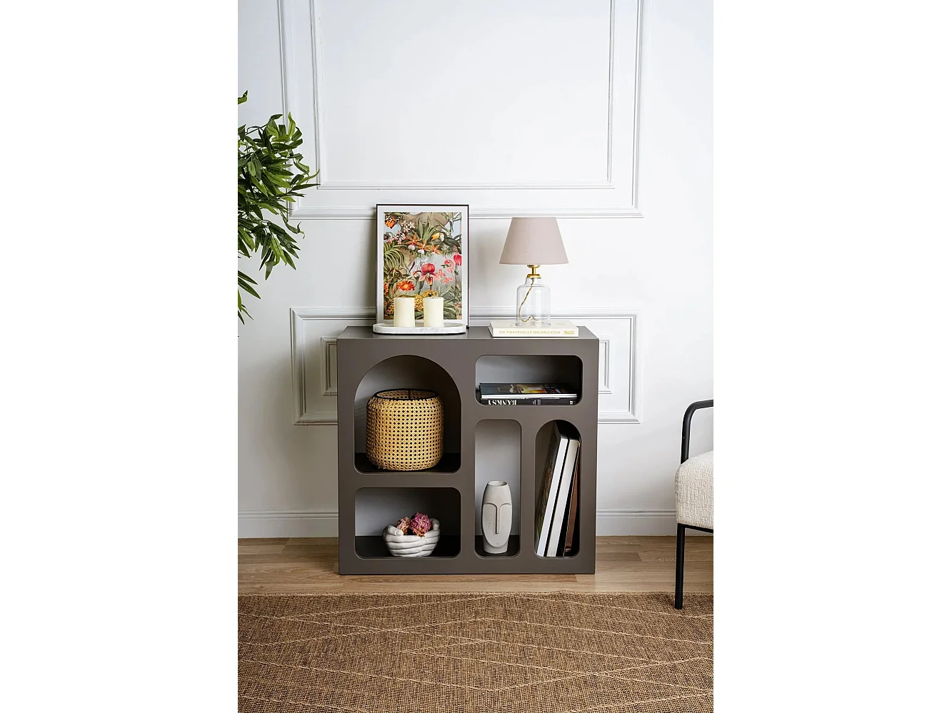 Console contemporain Antaro L80xH74cm Anthracite