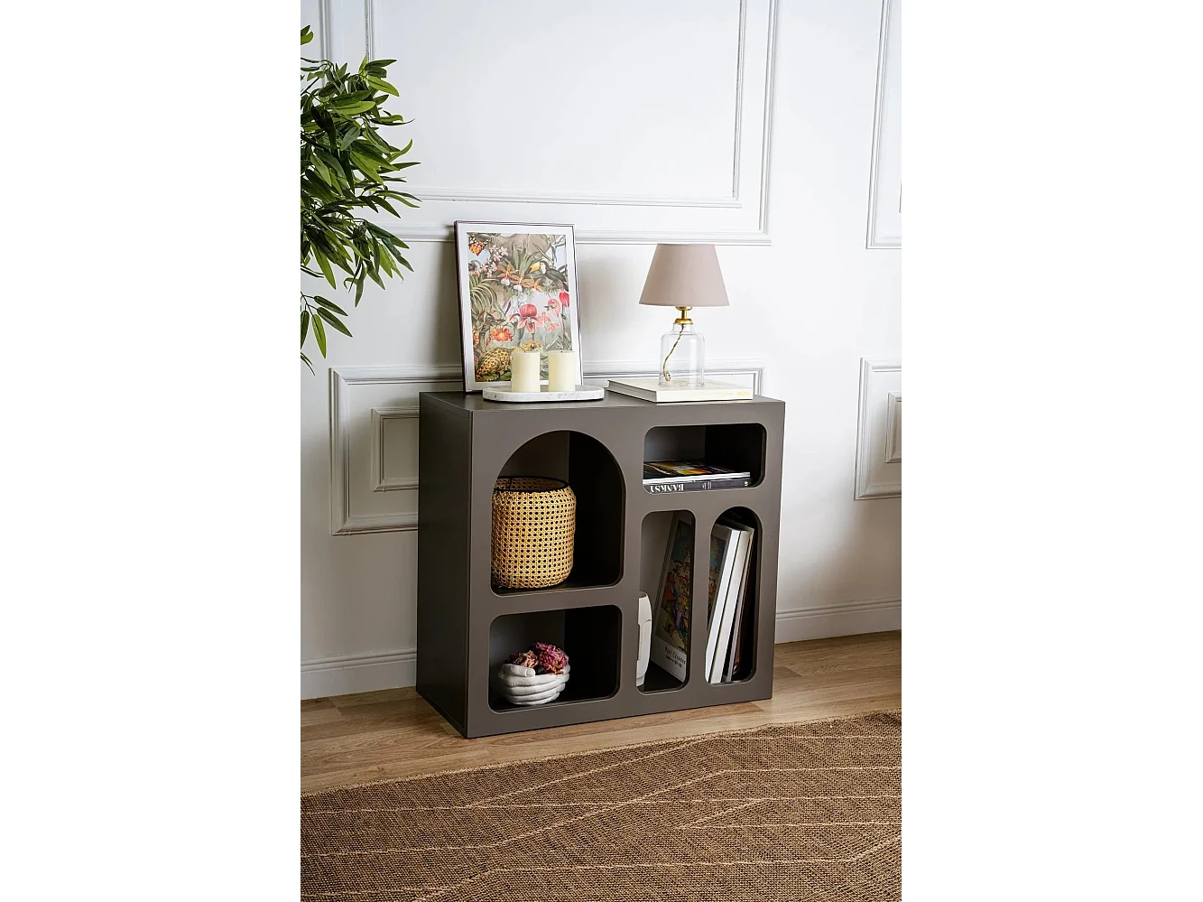 Console contemporain Antaro L80xH74cm Anthracite