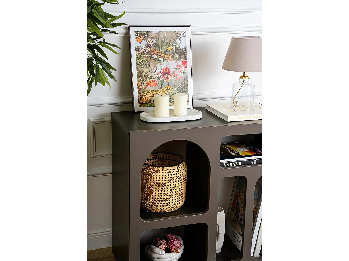 Console contemporain Antaro L80xH74cm Anthracite