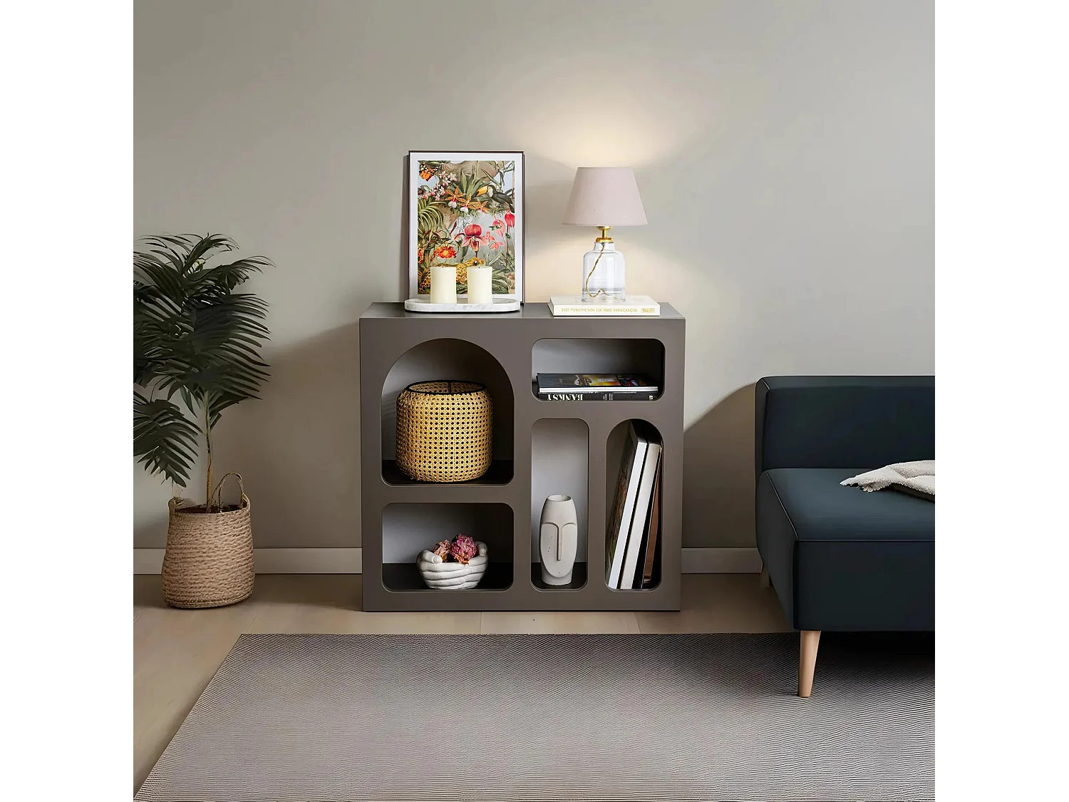 Console contemporain Antaro L80xH74cm Anthracite