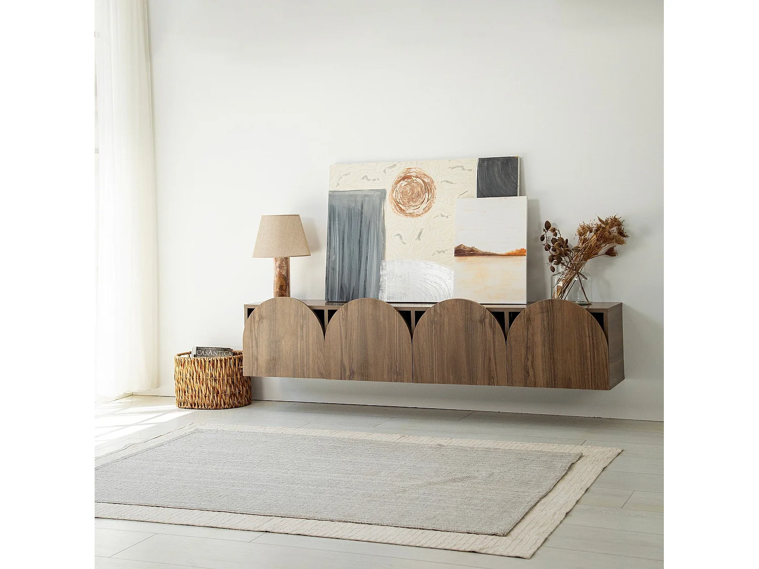 Meuble TV suspendu Marva 180cm Bois foncé