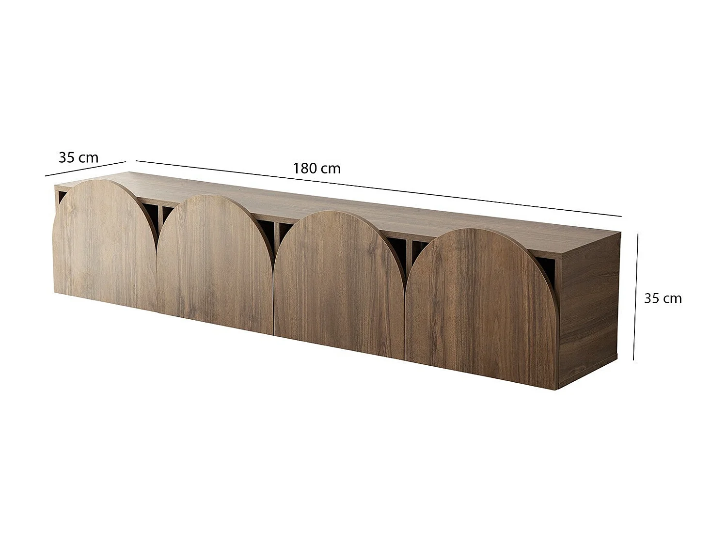 Meuble TV suspendu Marva 180cm Bois foncé